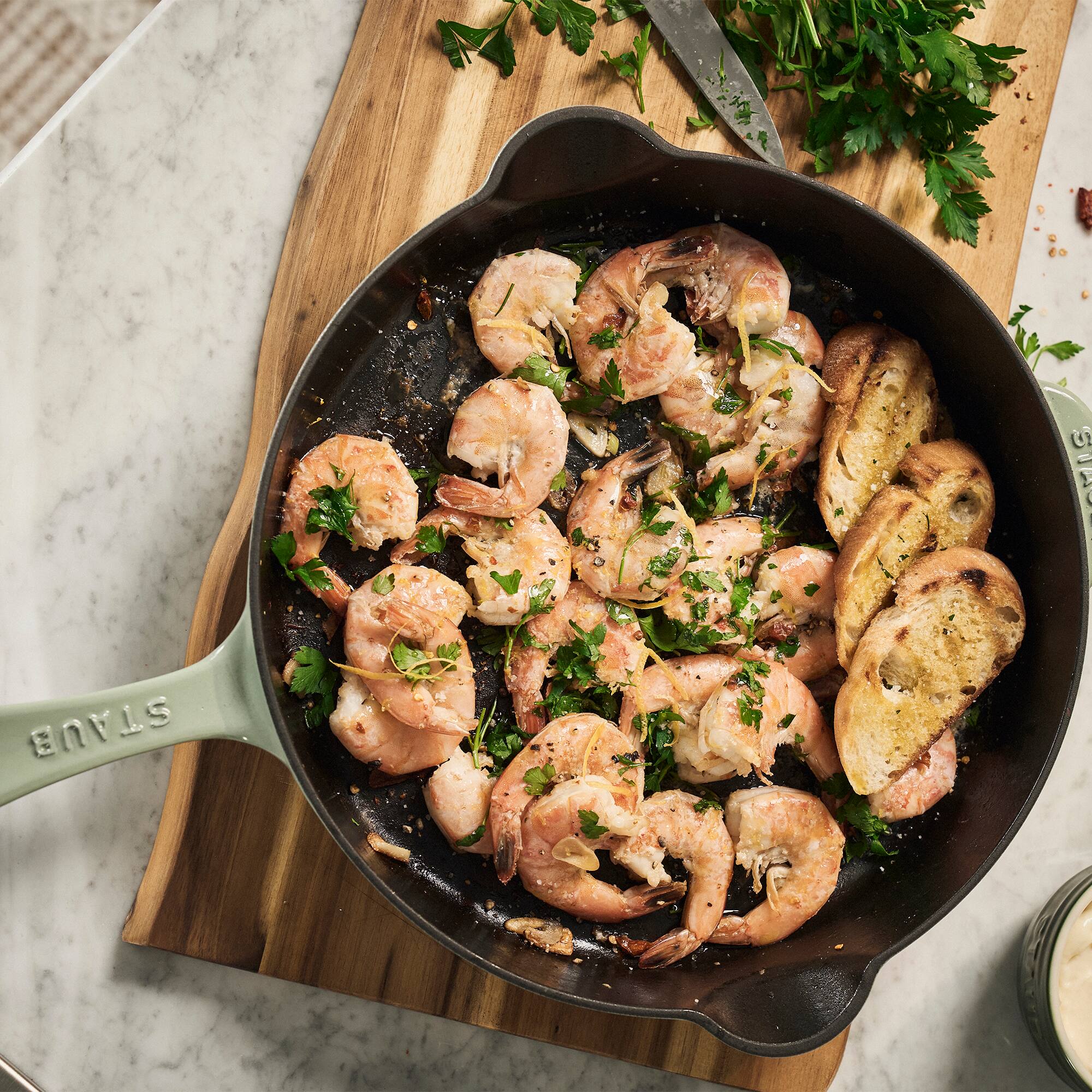 Alt View 1. Staub - Staub Cast Iron 11-inch Traditional Skillet - Eucalyptus - Eucalyptus.