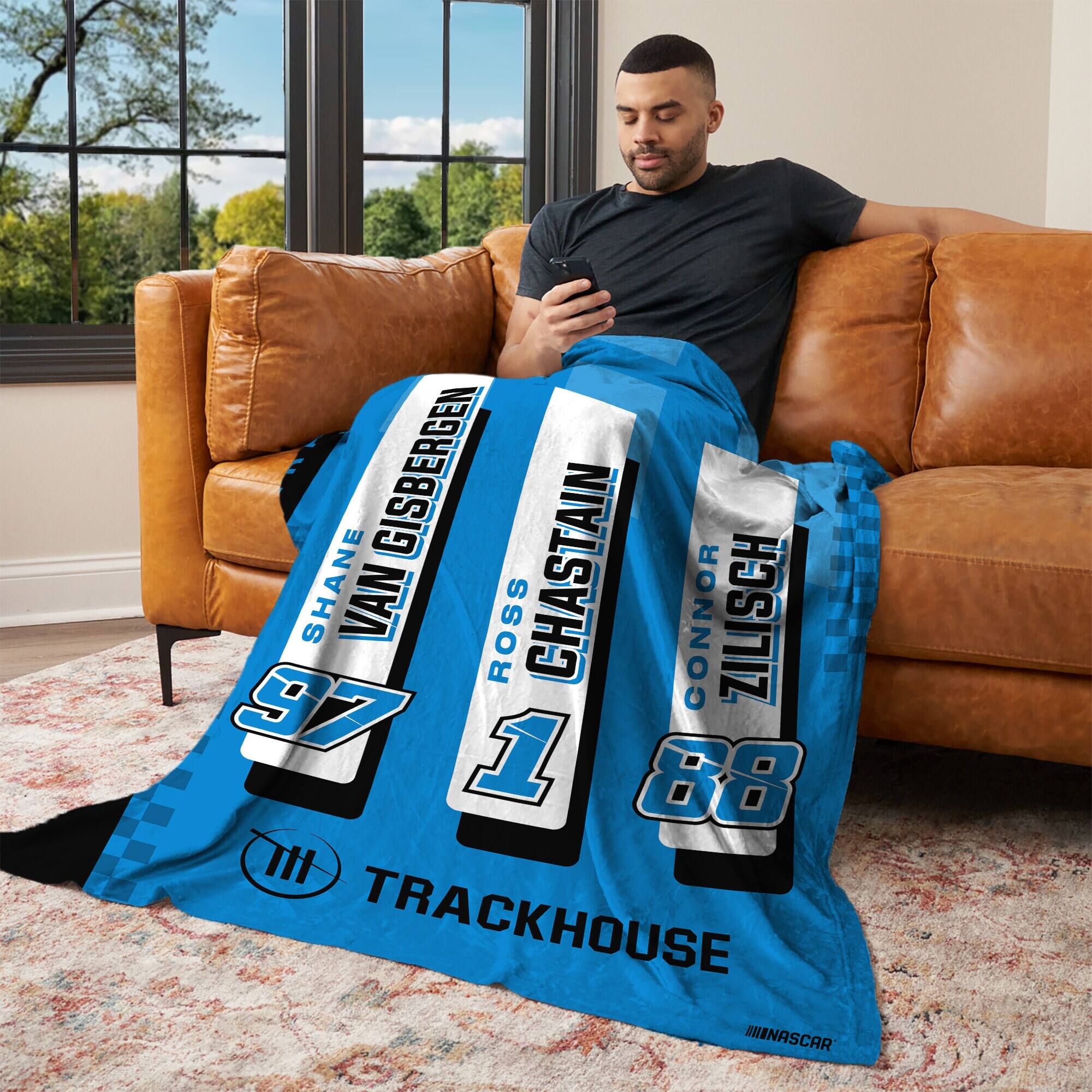 Sure, here is the corrected and grouped text from the image:

- **Shane Van Gisbergen**
- **Ross Chastain**
- **Connor Zilisch**
- **97**
- **1**
- **88**
- **Trackhouse**
- **NASCAR**