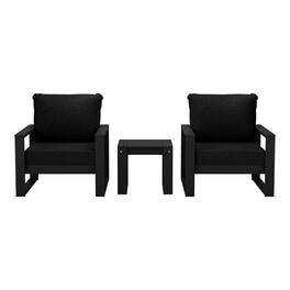 WestinTrends - Montara Outdoor Modern 3-Piece HDPE Patio Sofa Set with Side Table - Black