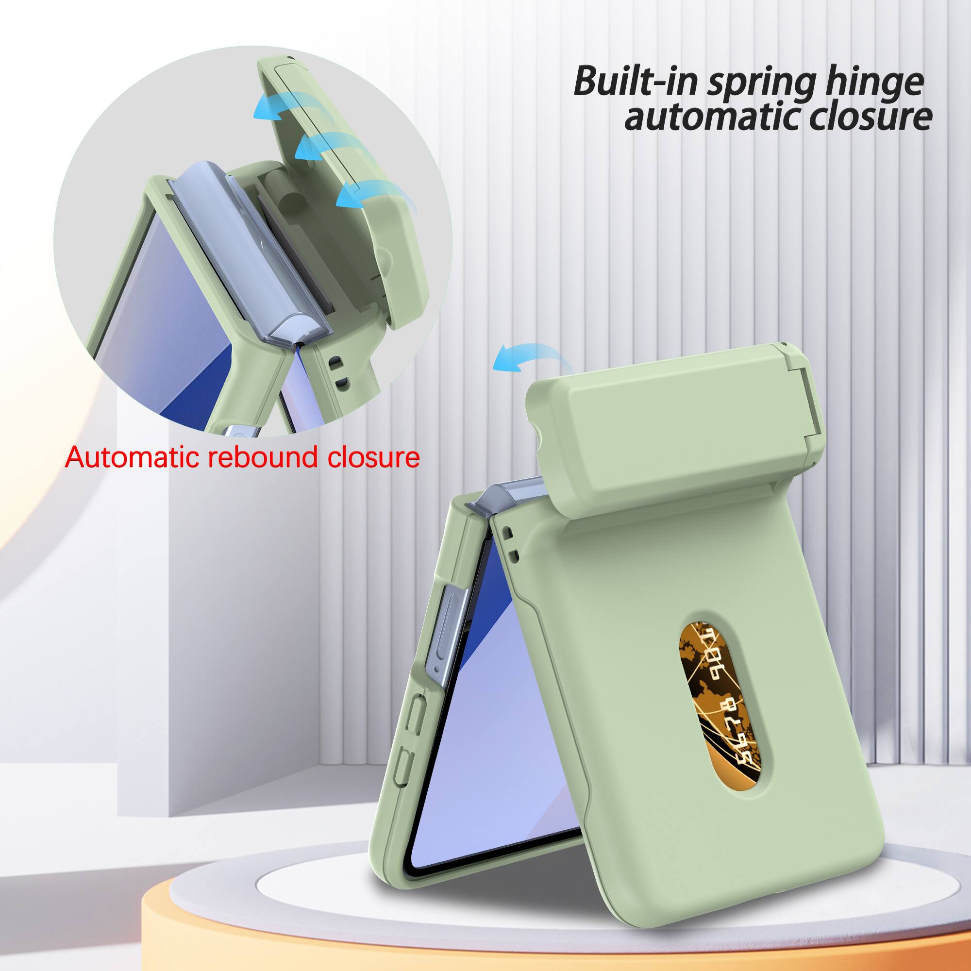 Built-in spring hinge automatic closure  
Automatic rebound closure