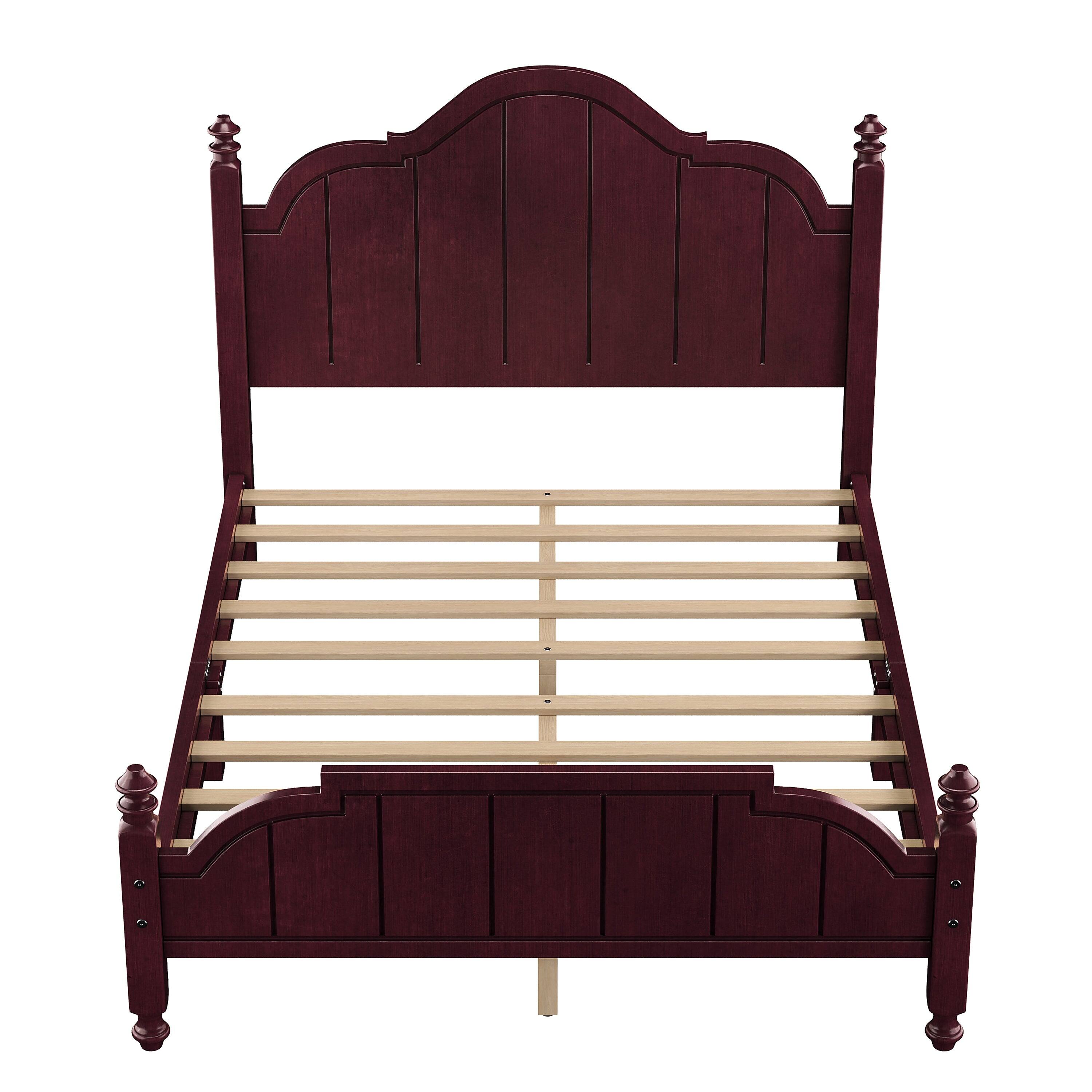 Alt View 9. Boyel Living - Full Size Wooden Bed Frame with Headboard Vintage Platform Bed with Slats Support Easy Assembly Espresso - Espresso.