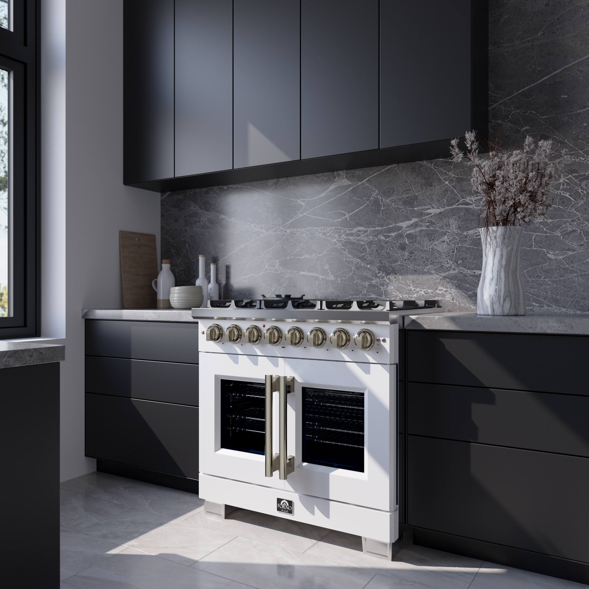 Alt View 15. Forno Appliances - Capriasca 5.36 Cu. Ft. Dual Fuel Range with French Door Design - White.