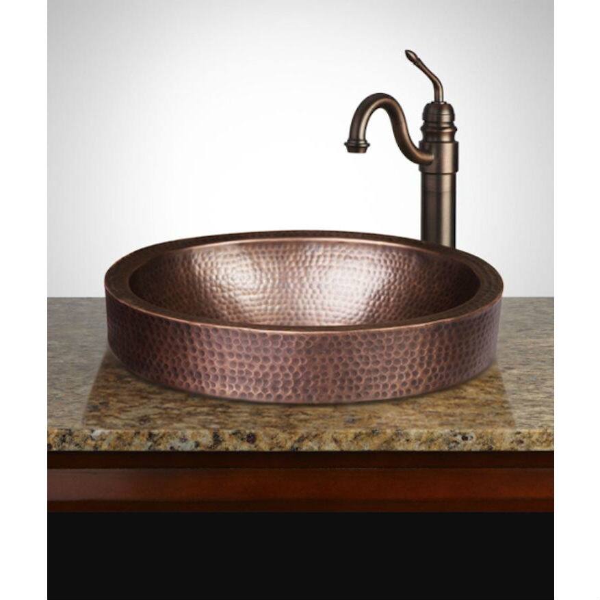 Back. Hivvago - Oval Hammered Copper Bathroom Sink Drop-in or Vessel - Copper.