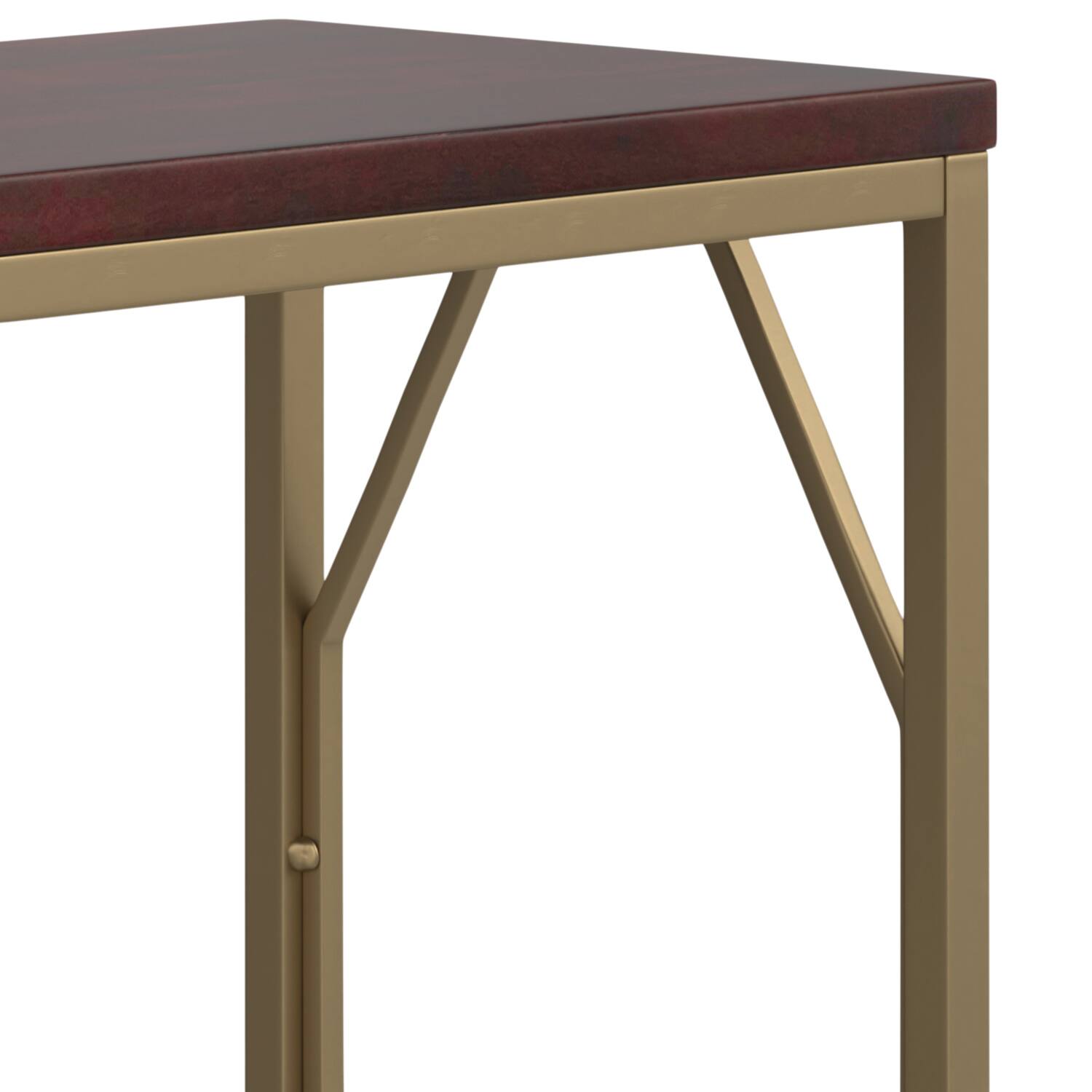 Alt View 4. Simpli Home - Selma Contemporary 20 inch Wide Metal and Wood Accent Side Table in Cognac - Cognac.