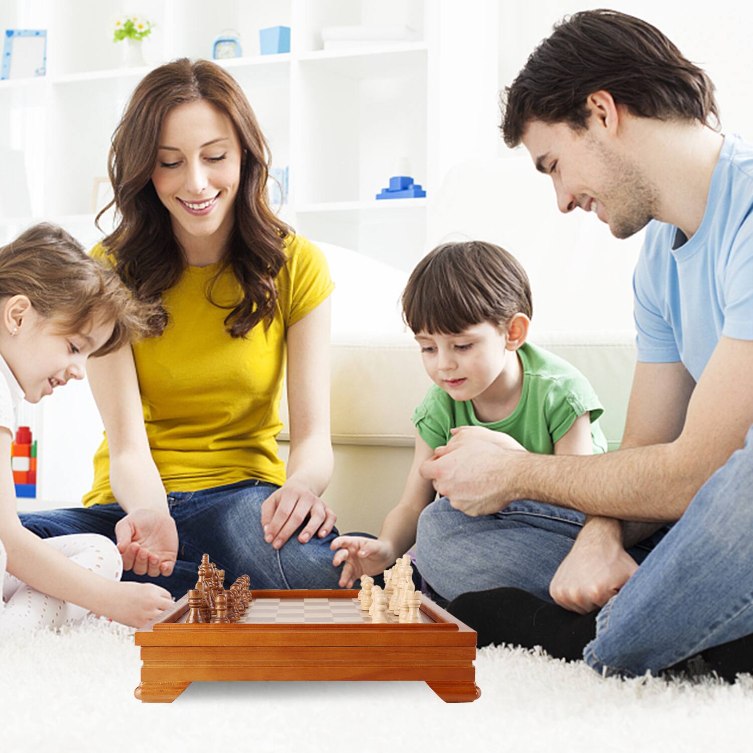 Alt View 3. GSE Games & Sports Expert - Deluxe 7 in 1 Board Game Set - Chess/Checker/Backgammon/Dominoes/Cribbage Board/Playing Card/Poker Dice.