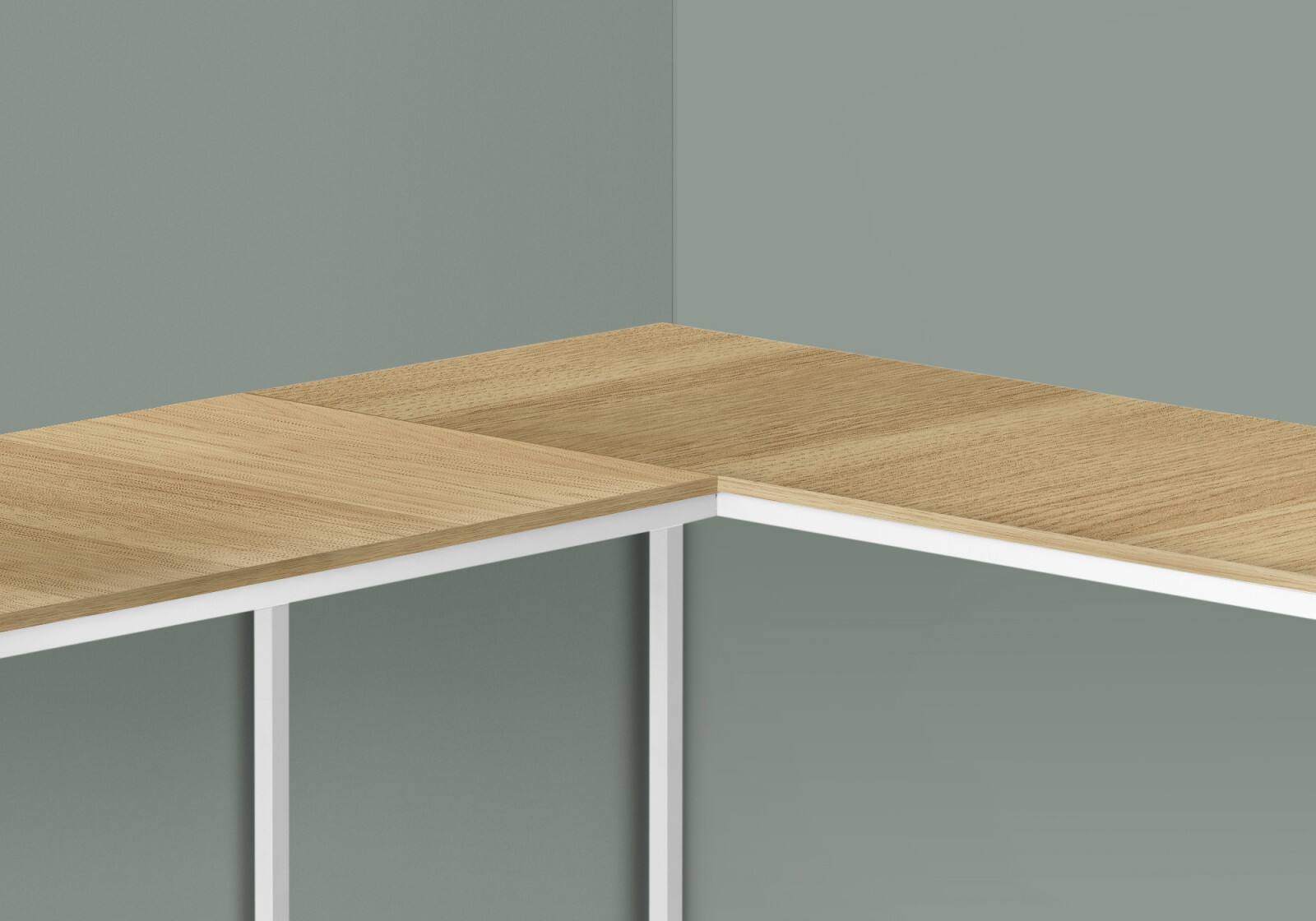 Alt View 5. Glintex - Computer Desk, Home Office, Corner, 58"l, L Shape, Work, Laptop, Natural Laminate, Metal, Contemporary, Modern - Natural.