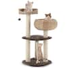 Front. Gymax - Gymax 41'' Hand-Made Cat Tree Tower Natural Bowl Shaped w/ 2 Perch.