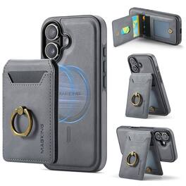 Dteck - for Apple iPhone 17 2025 2-in-1 Magnetic Detachable Wallet Case,PU Leather Shockproof RFID Blocking Card Holder Cover - Gray