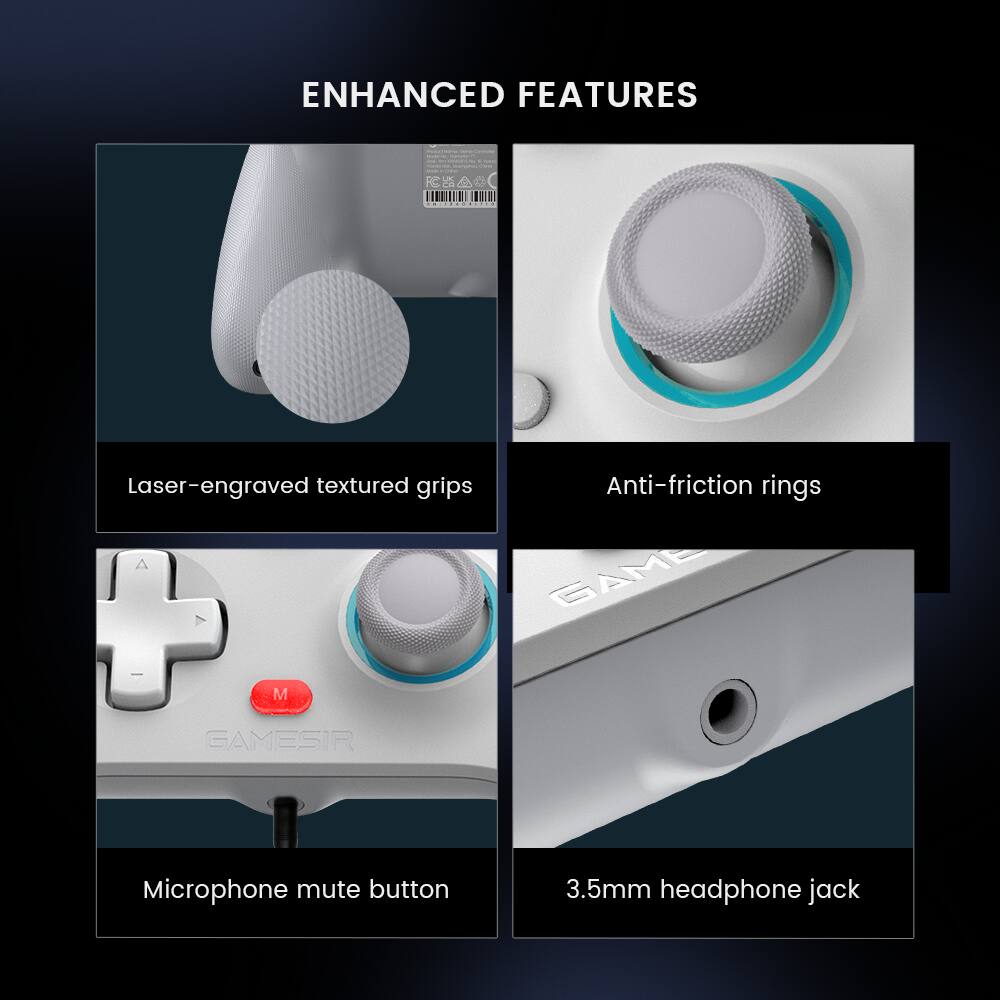 ENHANCED FEATURES:

- Laser-engraved textured grips
- Anti-friction rings
- Microphone mute button
- 3.5mm headphone jack