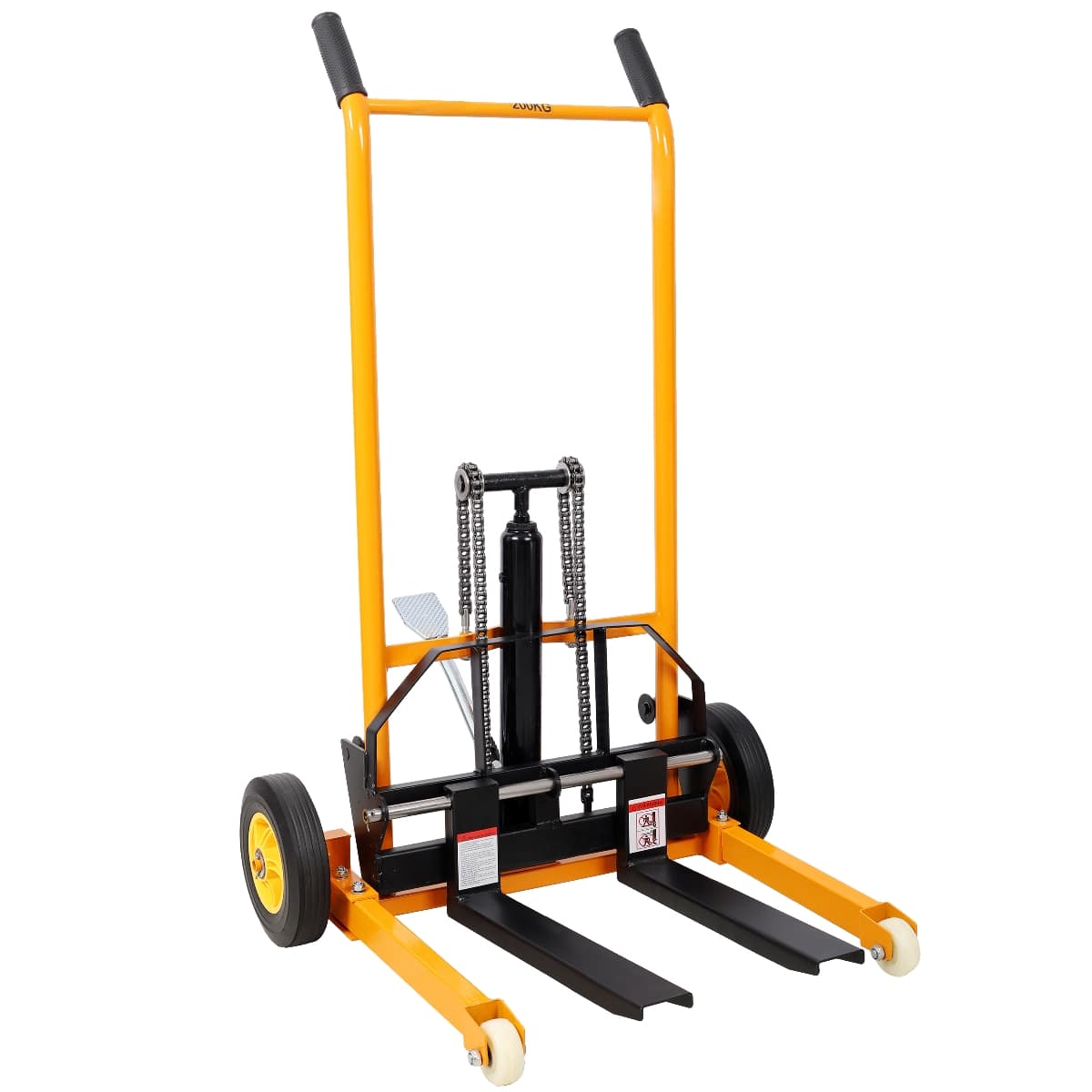Ropilly - Manual Pallet Stacker Hydraulic Material Lift with Adjustable Forks, Steel Lift Truck Dolly - Yellow