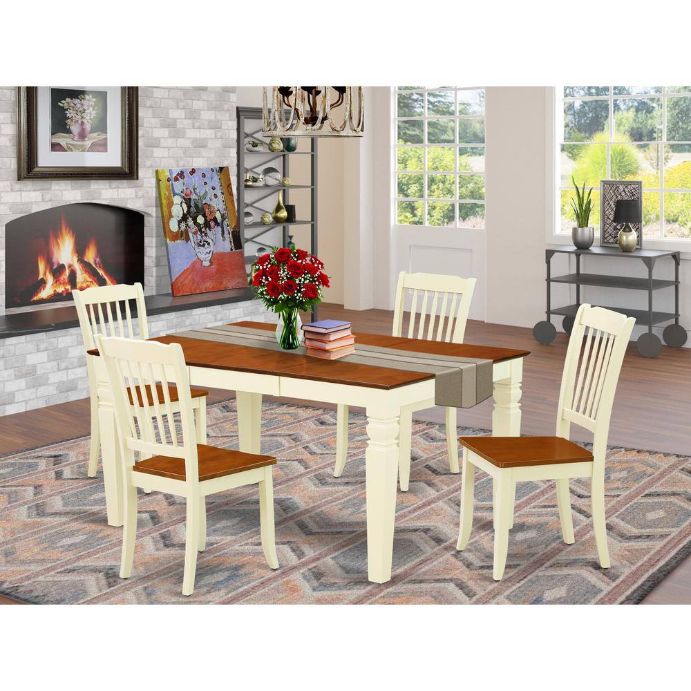 Back. East West Furniture - Dining Room Set Buttermilk & Cherry - Brown.