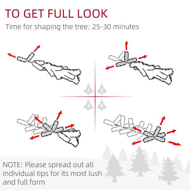 TO GET FULL LOOK  
Time for shaping the tree: 25-30 minutes

1  
2  
3  
4  

NOTE: Please spread out all individual tips for its most lush and full form