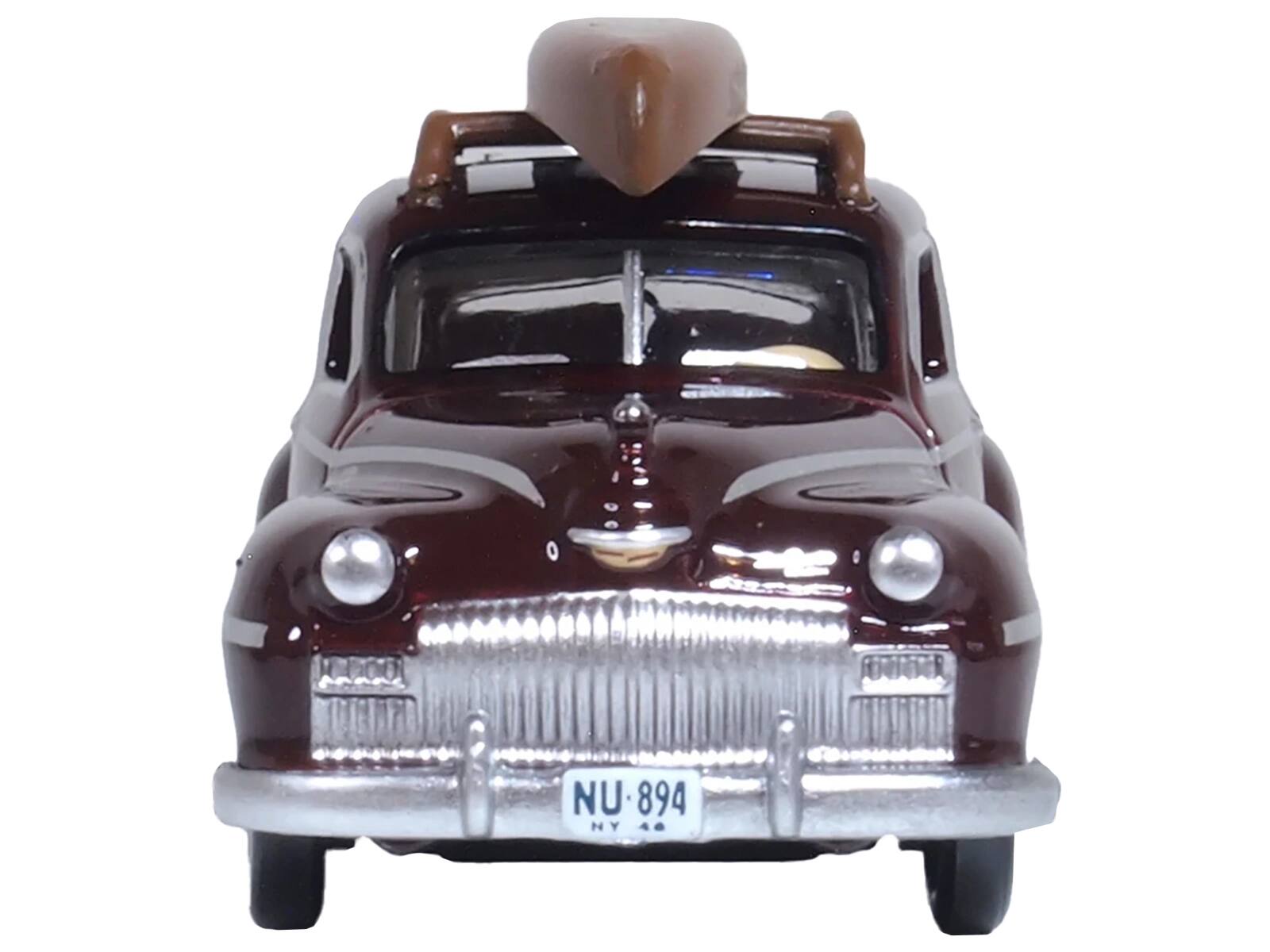 Back. Oxford Diecast - 1946 DeSoto Suburban with Roof Rack and Canoe Royal Maroon 1/87 (HO) Scale Diecast Model Car by Oxford Diecast - Maroon.