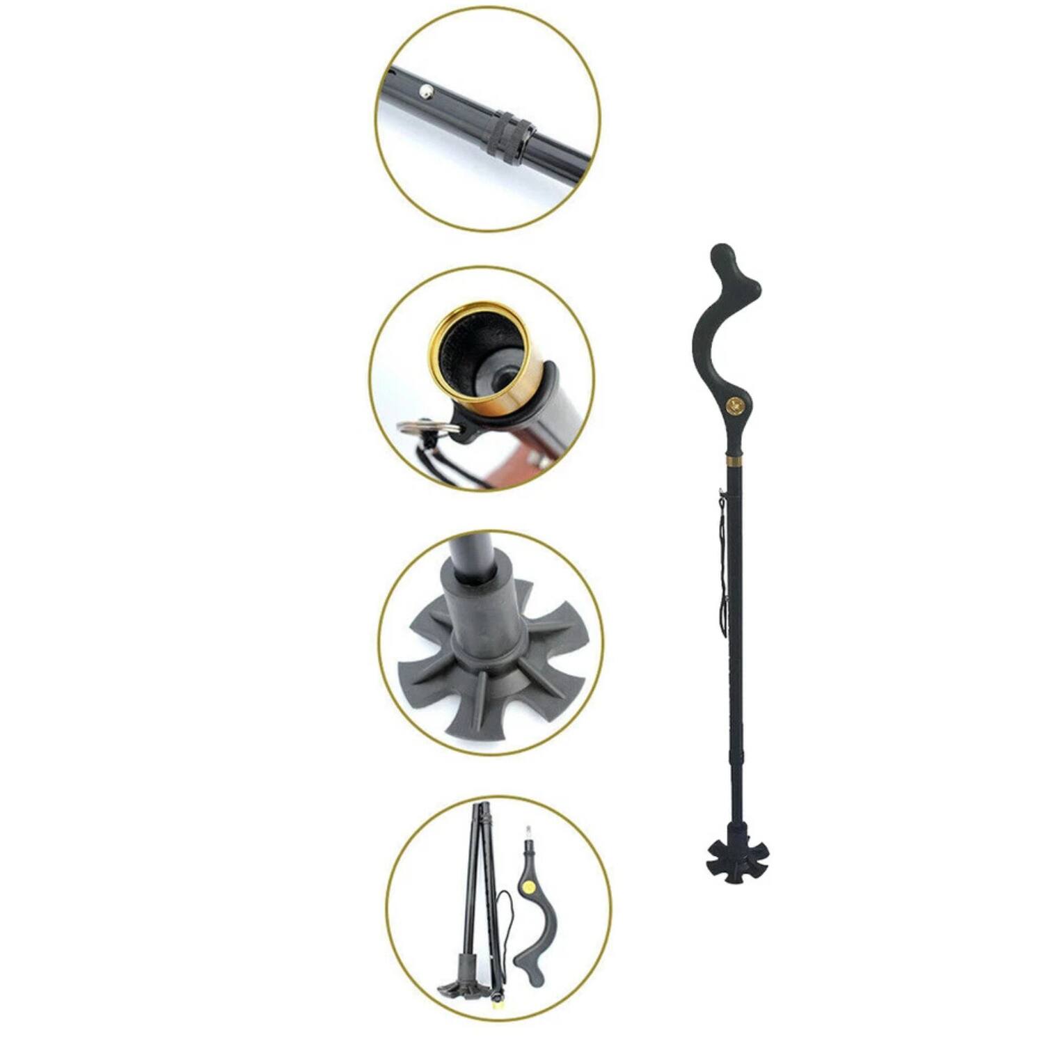 Back. Stock Preferred - Retractable Straight Posture Cane - Black.