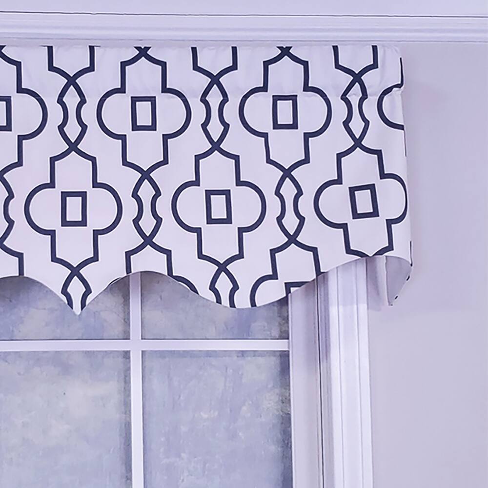 Left. RLF Home - RLF Home Modern Design Classic Crusade Regal Style Window Valance  50" x 17" Light Navy - Light Navy.