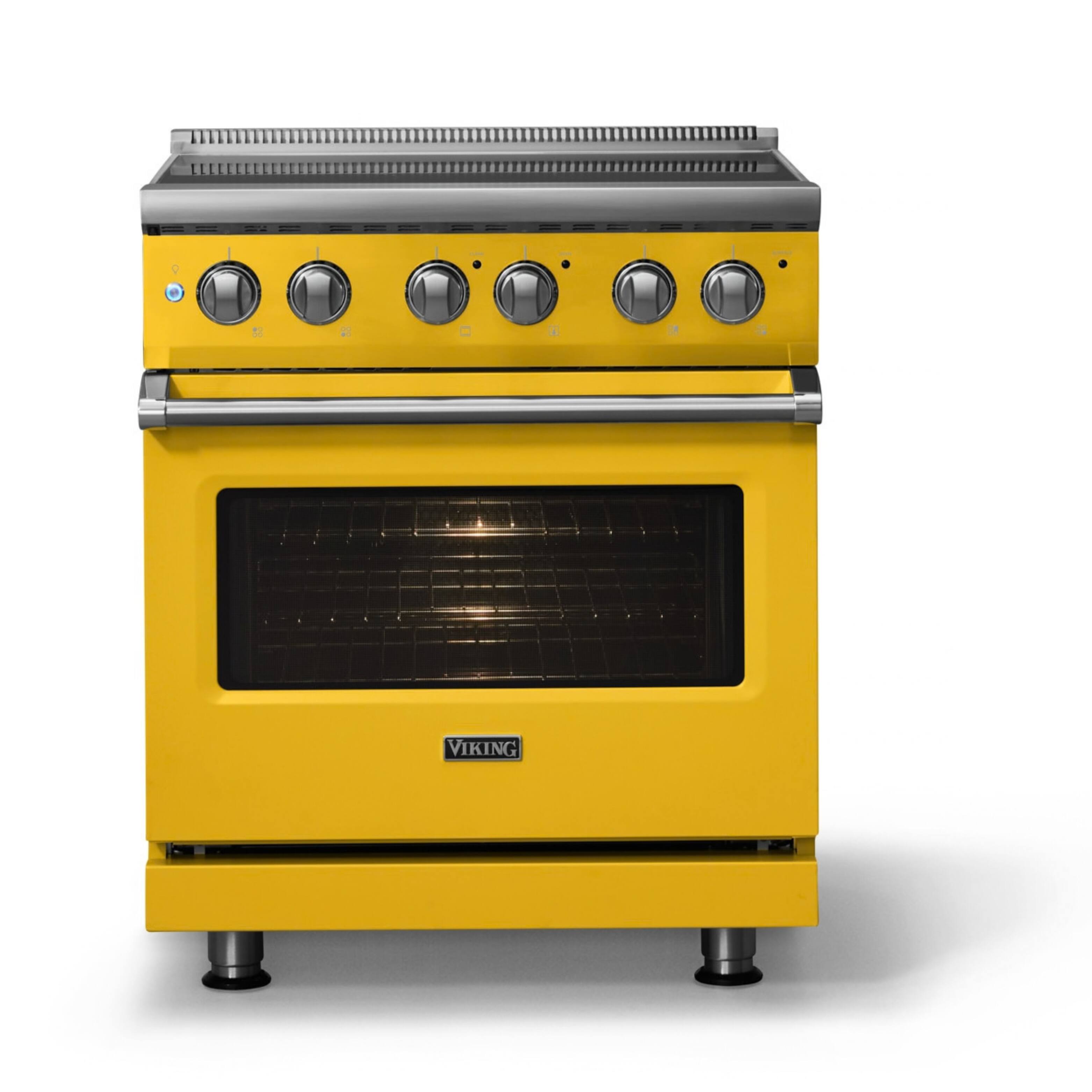 Alt View 1. Viking - 30"W. Pro5S 4.7 Cu. Ft. Freestanding 4 Element  Electric Convection Range - Daffodil - Daffodil.