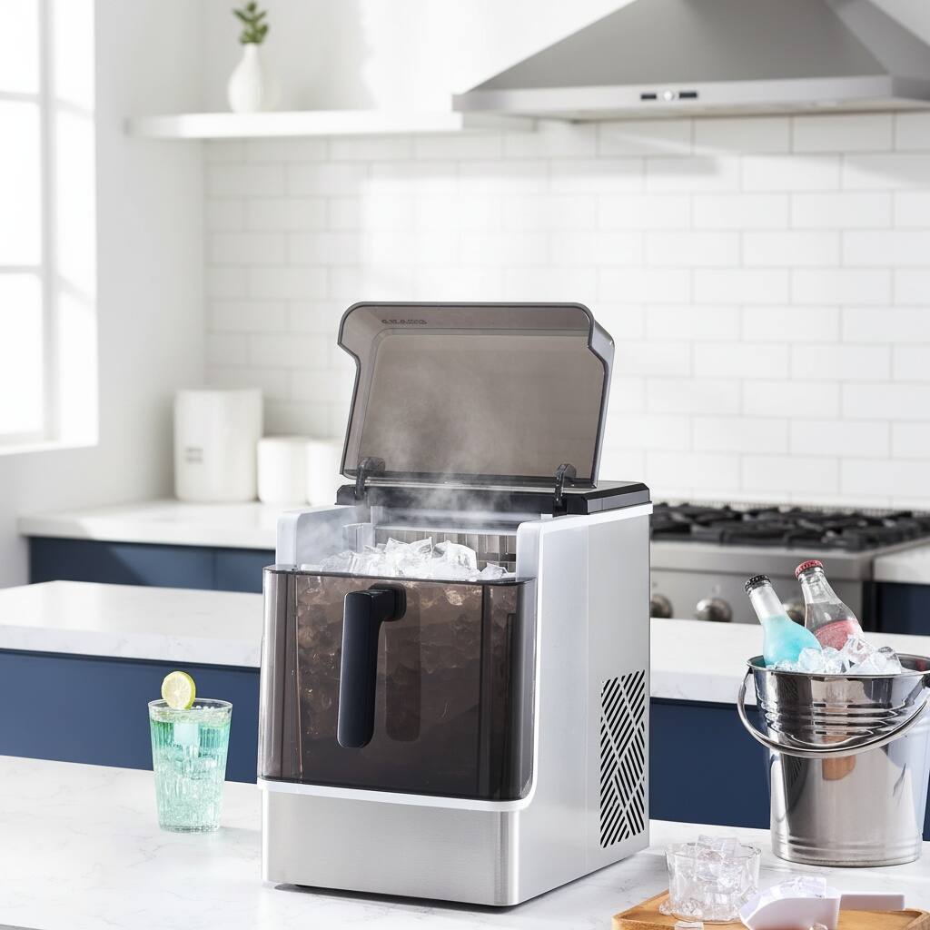 Front. Forest'nSky - Portable Ice Maker - 46 lb/24H, 15-Min Ice, Self-Clean, 3 Size Cubes, Easy Transfer for Home/Office - Silver.