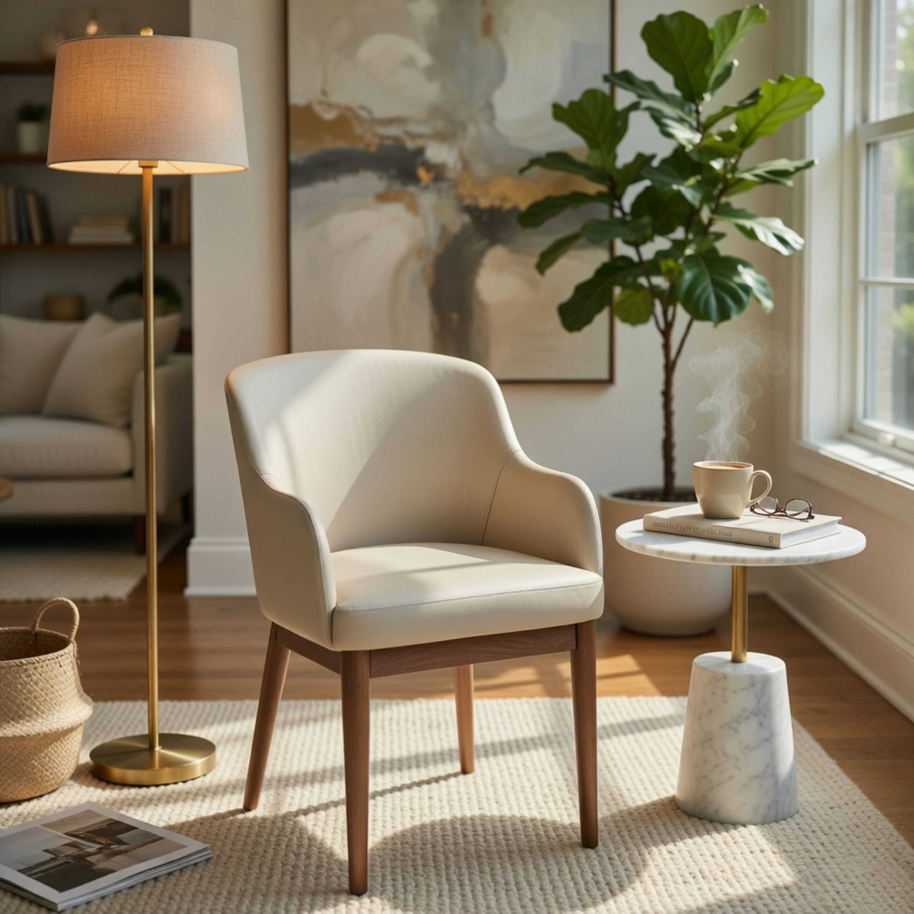 Alt View 7. Manhattan Lane - Hima Dining Side Chair Set of 2, Gray Faux Leather, Walnut Brown Wood - Gray, Brown.
