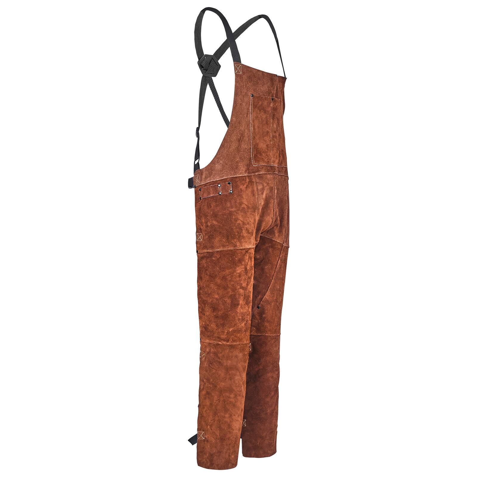 Alt View 5. VEVOR - Leather Welding Apron Split Leg, Heavy Duty Cowhide Flame Resistant Welding Pants for Men Women, Heat-Resistant Safety - Brown.
