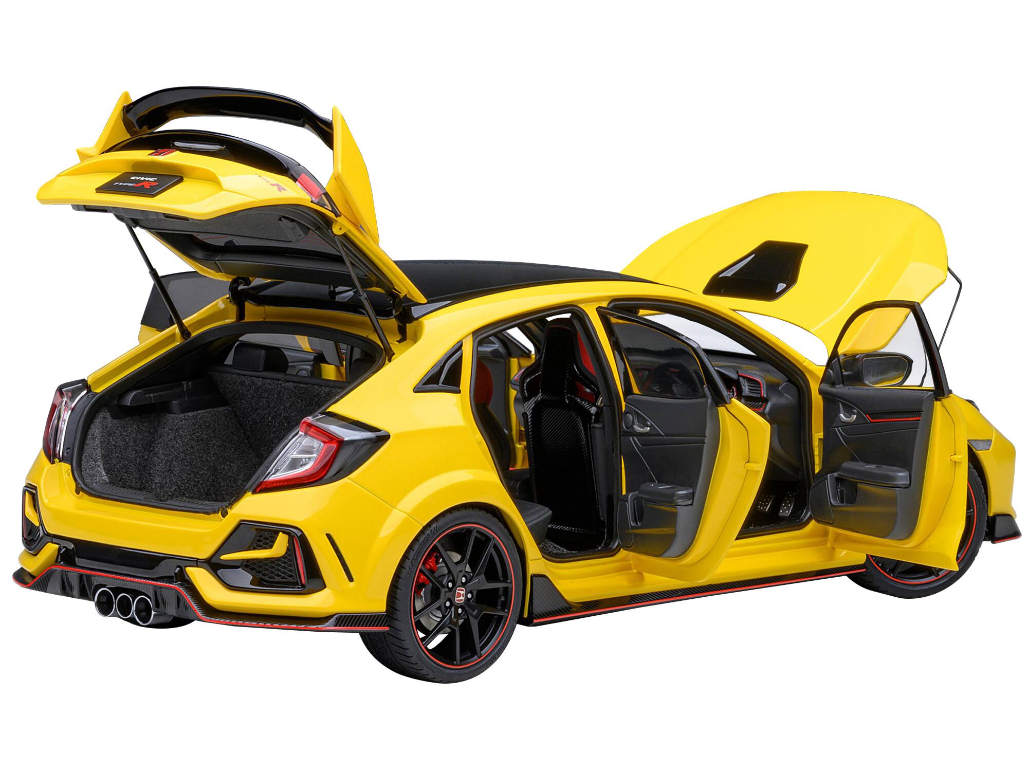 Alt View 1. Autoart - 2021 Honda Civic Type R (FK8) RHD (Right Hand Drive) Sunlight Yellow Limited Edition 1/18 Model Car by Autoart.