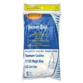 A UUn sOR BY SENVERIES E Exotora TECHNONG F Mcoo fturor Vacuum Bags Der gsed to At Concus Four: Disoitado 2 Mediex Kenmore Canister 51195 Magic Blue LG Canister 8