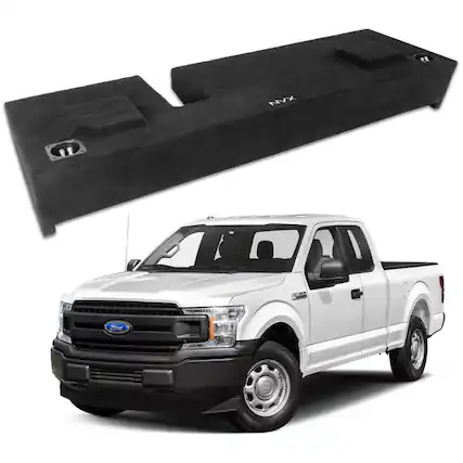 Front. NVX - 2009-2018 Ford F-150 Extended Cab - Custom-Fit Empty Dual 12" Sealed Subwoofer Enclosure - Black.