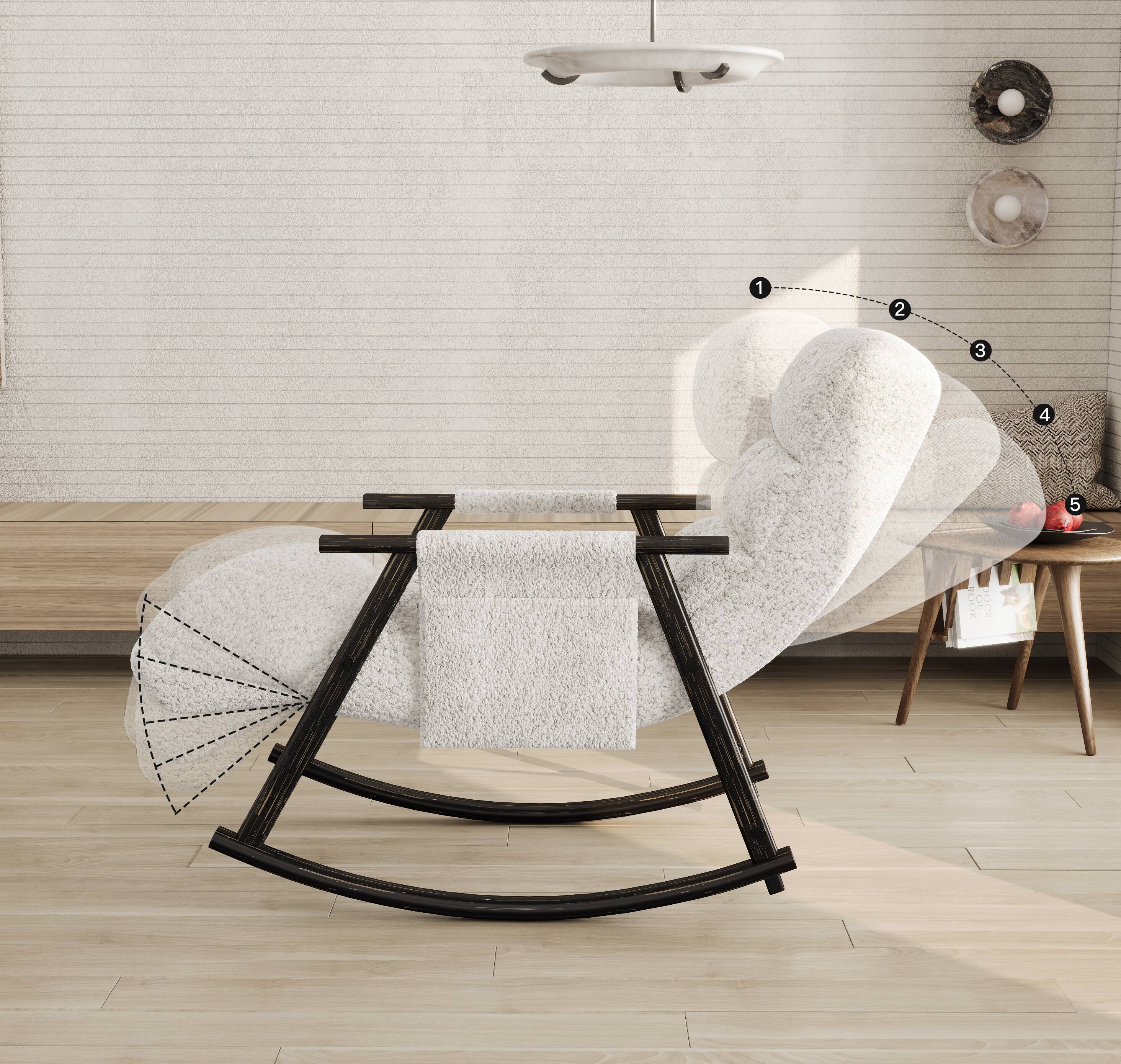 Alt View 2. SlickBlue - Casual Folding Rocking Chair with Adjustable High Back and Footrest - Beige.