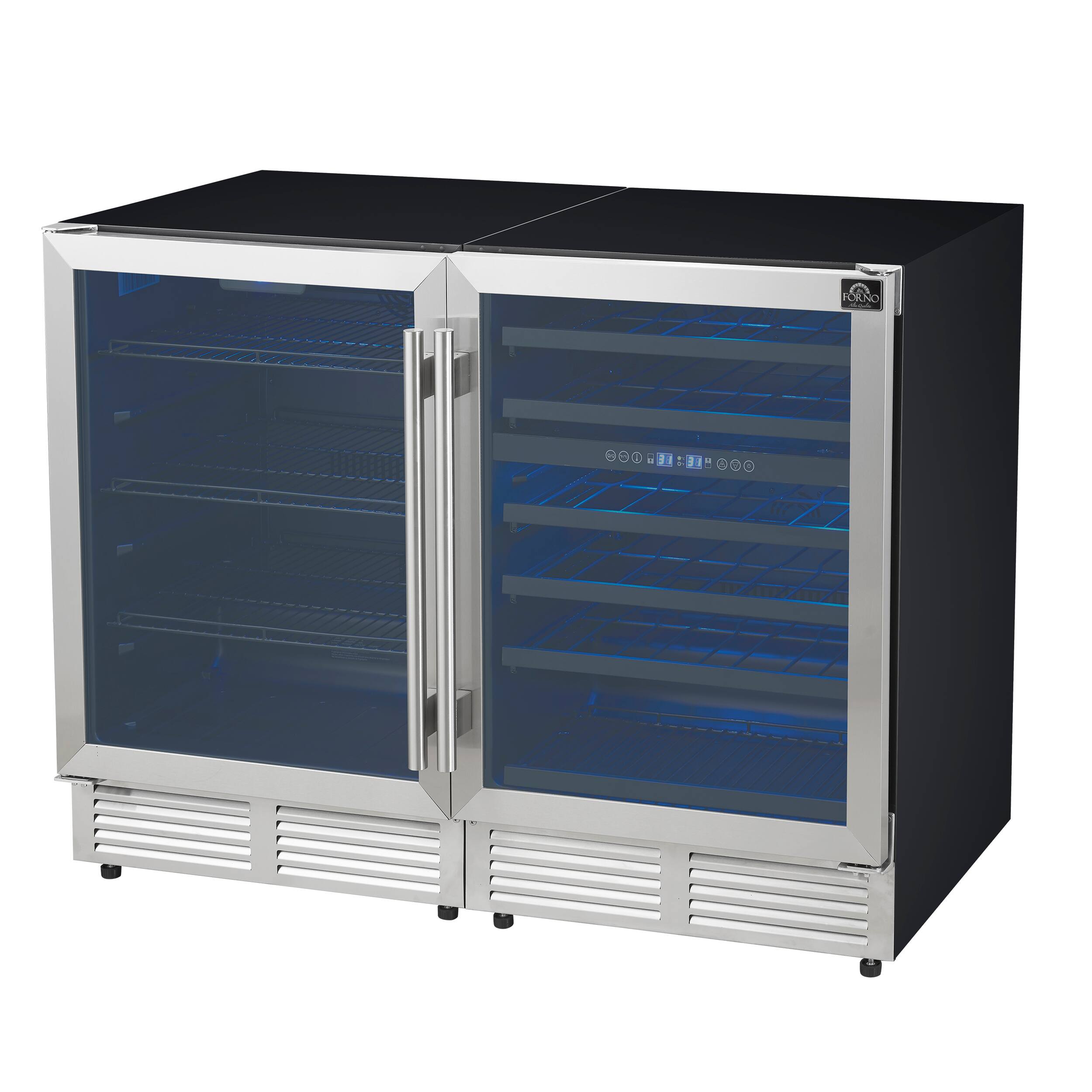 Angle. Forno Appliances - Gemello 52-Bottle Side-by-Side Wine and Beverage Cooler - Stainless Steel.