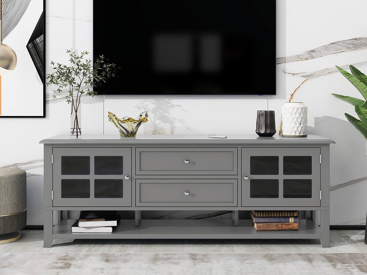 Alt View 7. Spaco - Spaco TV Stand for 60 Inch TVs, Modern Media Console with Multifunctional Storage, for Living Room and Bedroom - Grey.