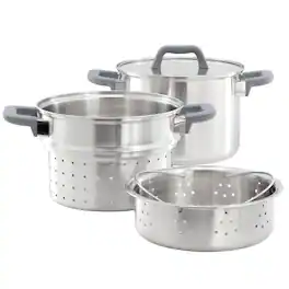 Oster - Beauford 4 Piece 5 Quart Stainless Steel Stock Pot with Inserts - Silver