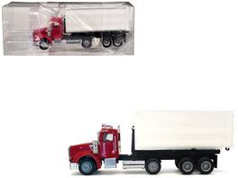 Peterbilt 367 Roll-Off Dump Truck Box 1/87 (HO) Plastic Model Car by Promotex - Red with White