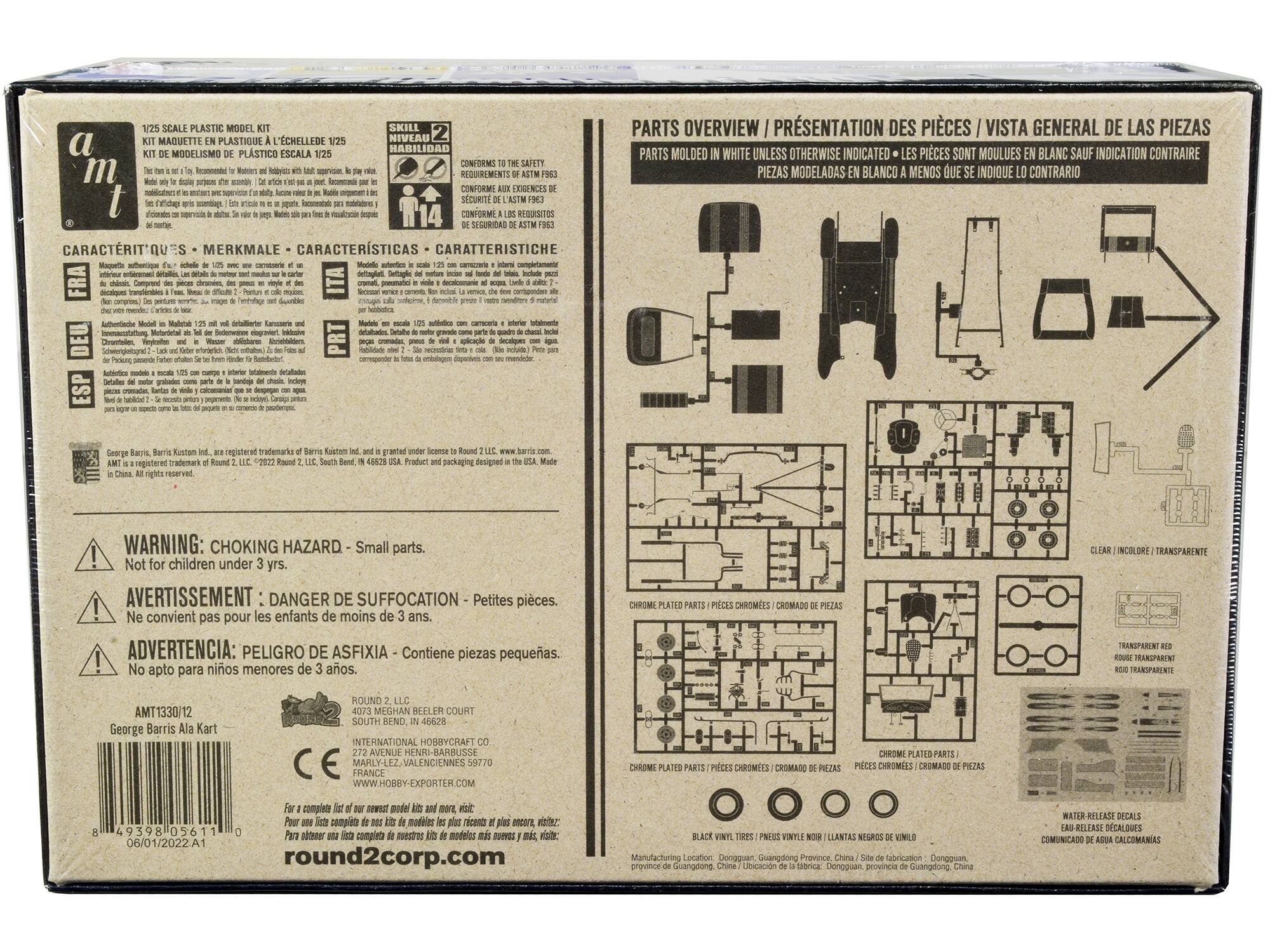 1/25 SCALE PLASTIC MODEL KIT  
KIT MAQUETTE EN PLASTIQUE À L'ÉCHELLE 1/25  
KIT DE MODELISMO DE PLÁSTICO ESCALA 1/25  
KIT MODELISMO PLÁSTICO SCALA 1/25  

SKILL LEVEL: BASIC  
NIVEAU HABILITÉ: SIMPLE  
NIVEL DE HABILIDAD: BÁSICO  
LIVELLO DI ABILITÀ: BASE  

CONFORMS TO THE SAFETY REQUIREMENTS OF ASTM F963  
CONFORME AUX EXIGENCES DE SÉCURITÉ DE L'ASTM F963  
CONFORME A LOS REQUISITOS DE SEGURIDAD DE L'ASTM F963  
CONFORME ALLE CARATTERISTICHE DI SICUREZZA DELL'ASTM F963  

PARTS OVERVIEW / PRÉSENTATION DES PIÈCES / VISTA GENERAL DE LAS PIEZAS  
PARTS MOLDED IN WHITE UNLESS OTHERWISE INDICATED  
PIÈCES MOLLES EN BLANC SAUF INDICATION CONTRAIRE  
PIEZAS