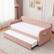 Back. Trinkets Crazed - Twin Size Daybed with Trundle, Twin to King Design Extendable Sofa Bed, Upholstered Corner Day Bed Frame - Pink.