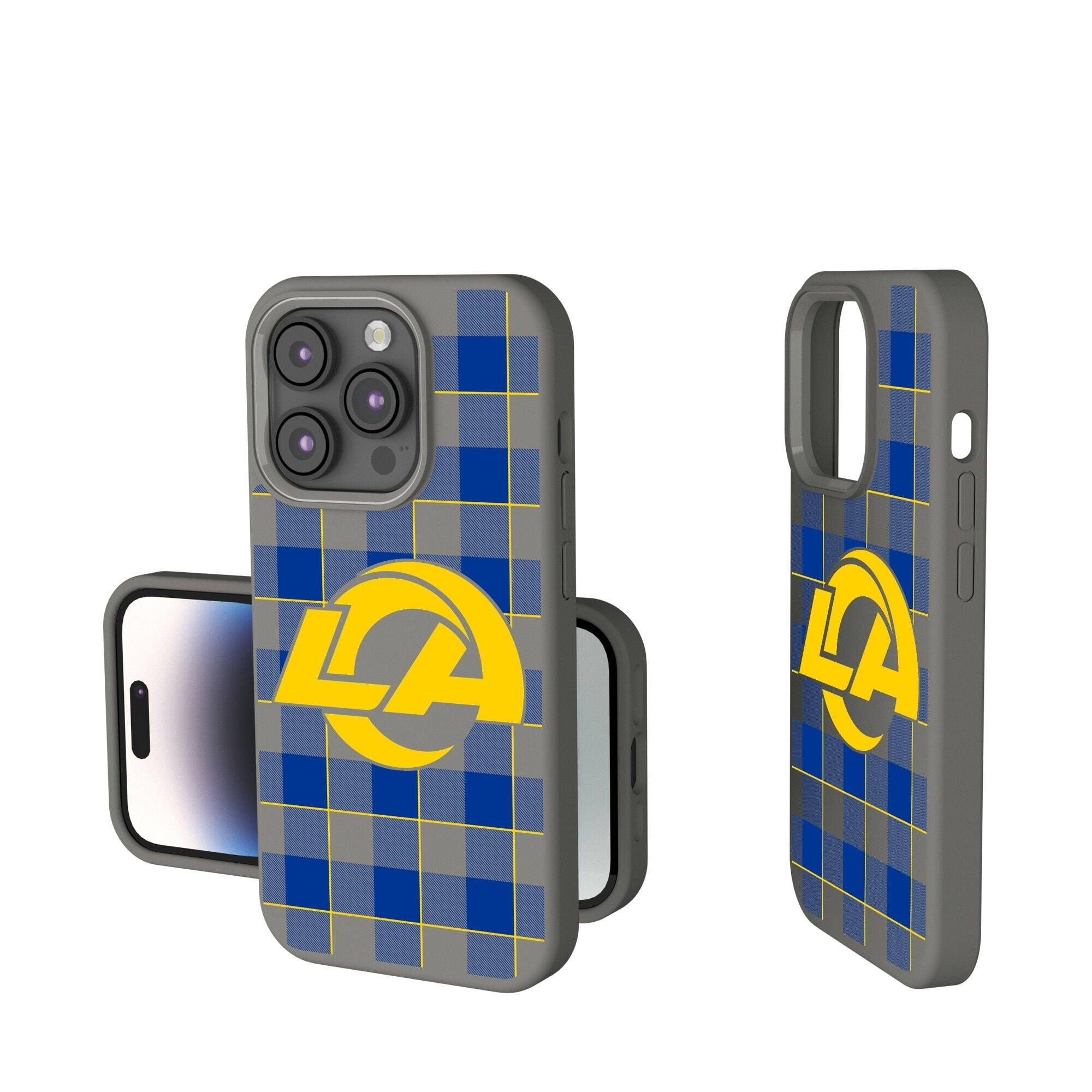 Front. Keyscaper - Los Angeles Rams Plaid Soft Touch iPhone Case - 15 - Gray.