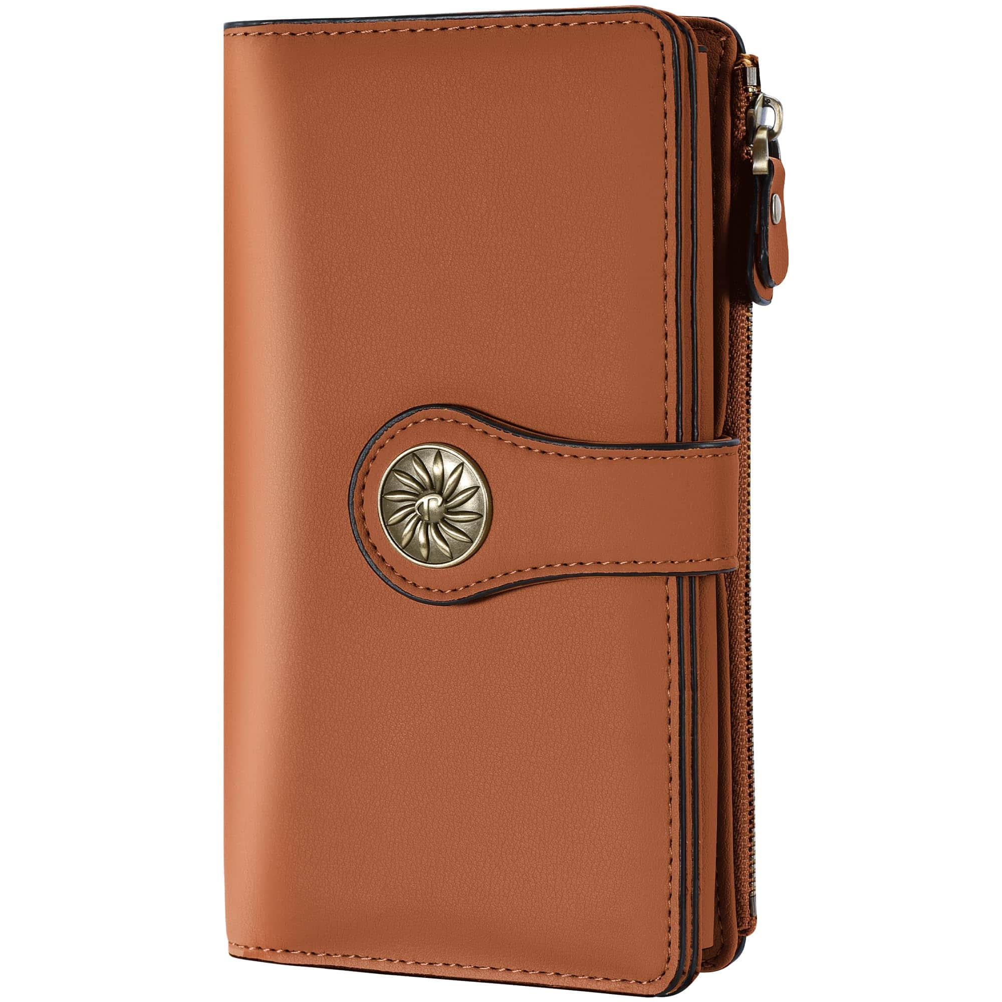 Jadie Link - Women's Wallet Rfid Blocking Trifold Clutch Large Capacity Credit Card Holder Travel Purse Security: make possible yo - ReNapa Tan