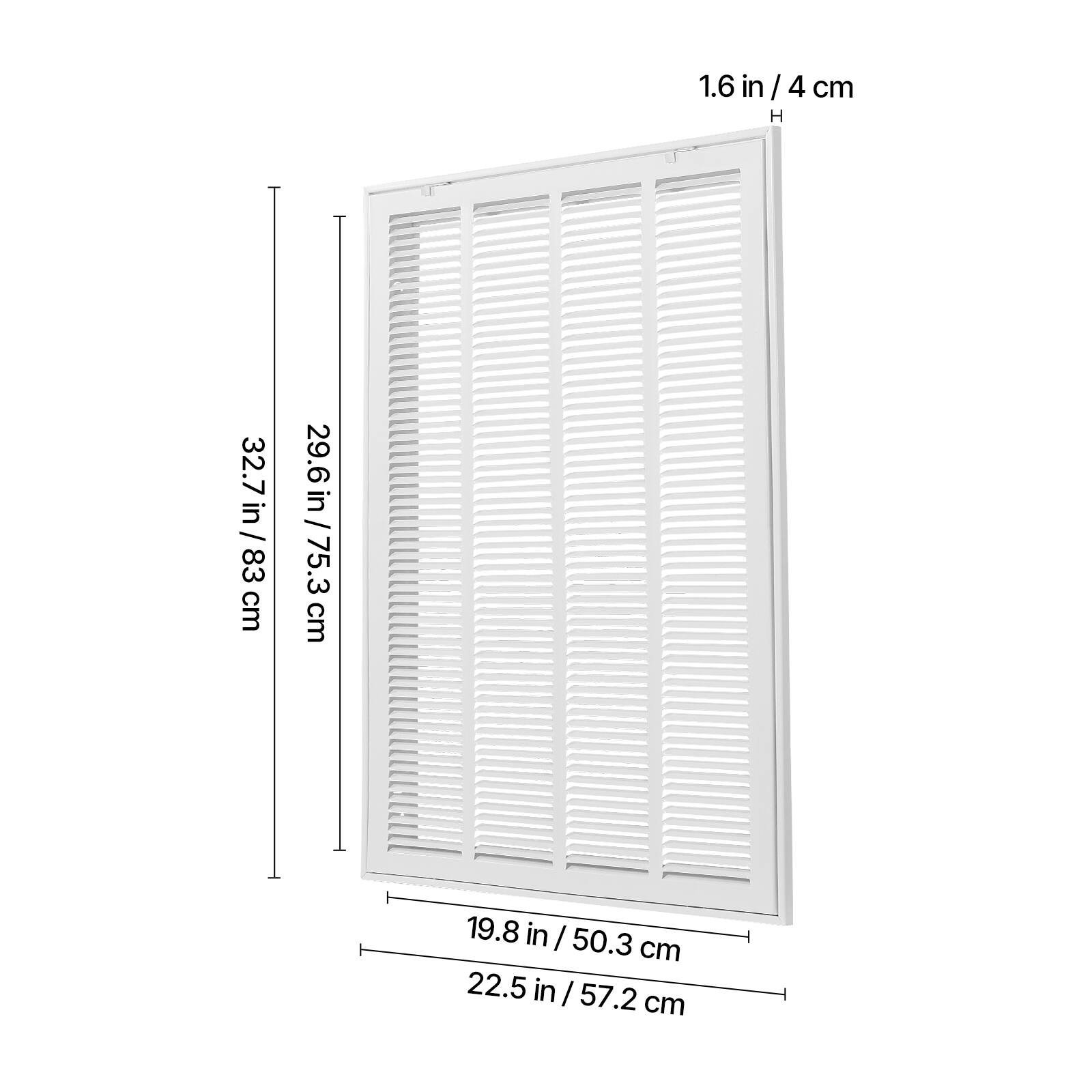 1.6 in / 4 cm

32.7 in / 83 cm

29.6 in / 75.3 cm

19.8 in / 50.3 cm

22.5 in / 57.2 cm