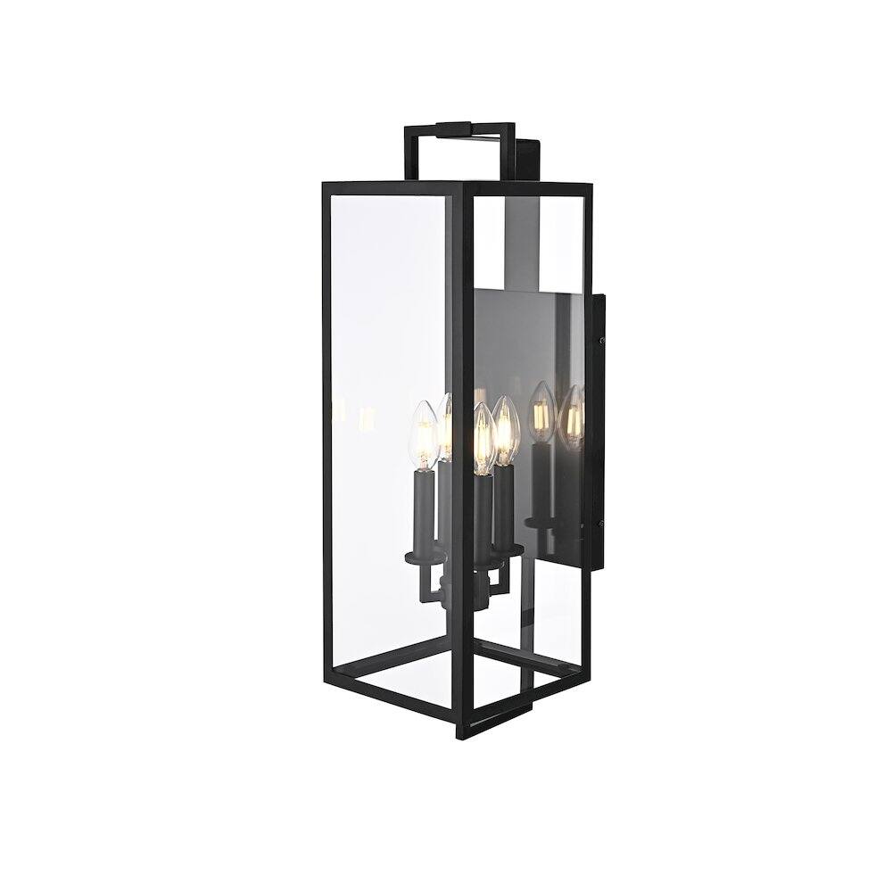 Angle. Elegant Lighting - Jairo 8 Inch Outdoor Wall Sconce In Black - Black.