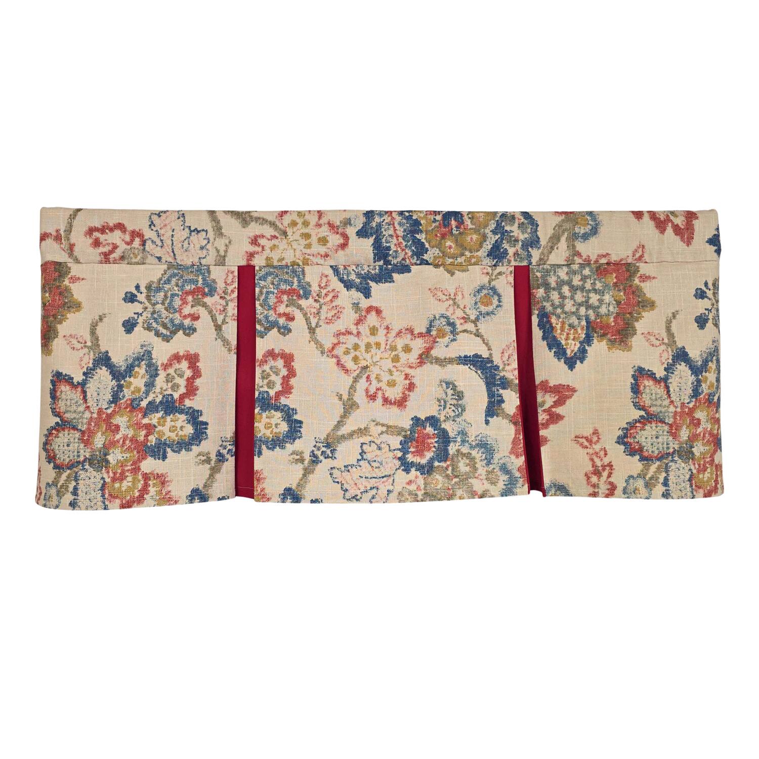 Left. RLF Home - RLF Home Silvia Pleated Window Valance 100% Cotton Rod Pocket 50" x 17" Multi - Multi.