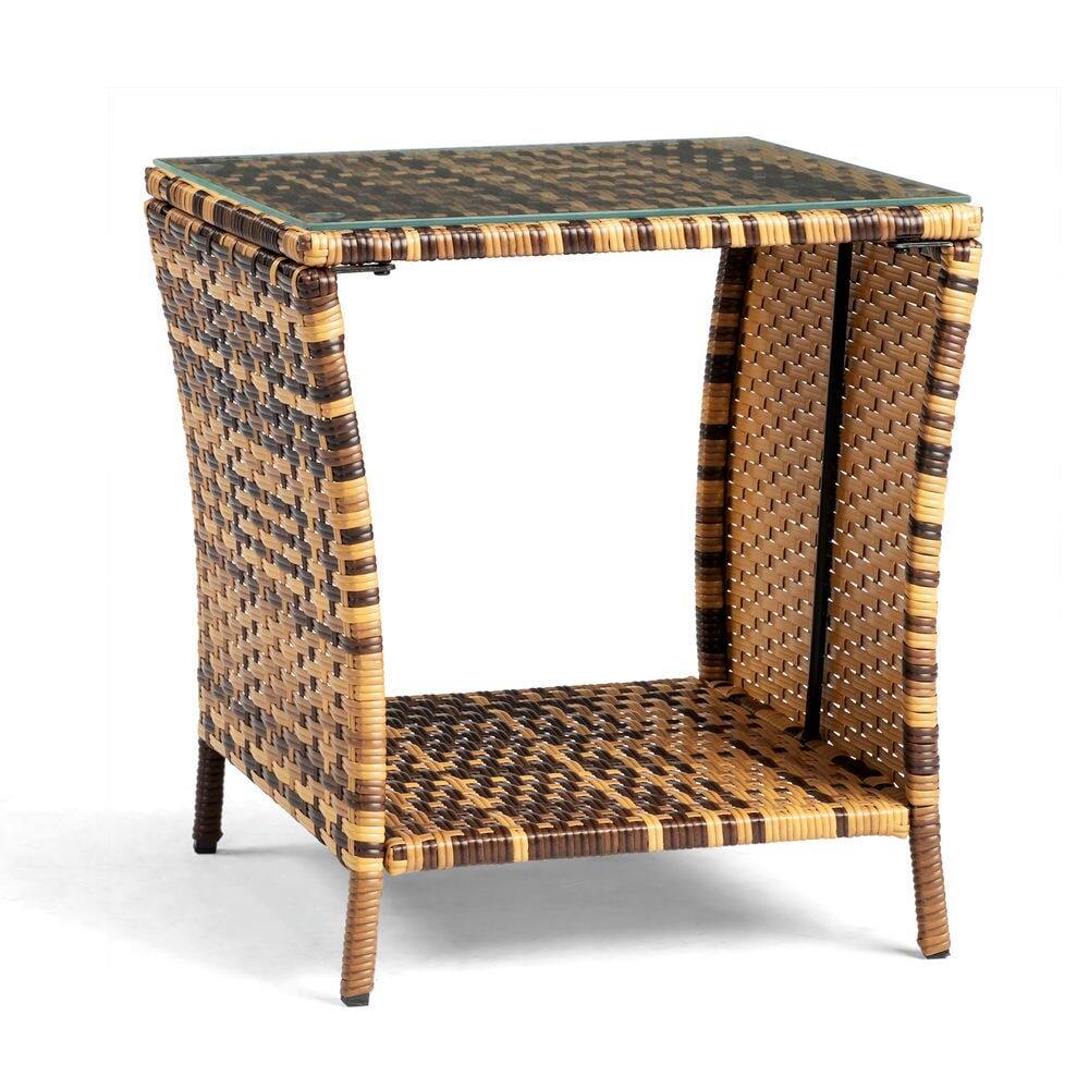 Alt View 9. Resenkos - Resenkos Premium Rattan Side Table, Living Room Decor, Yellow Gradient Rattan Transparent Glass, Yellow - Yellow Gradient Rattan Transparent Glass.