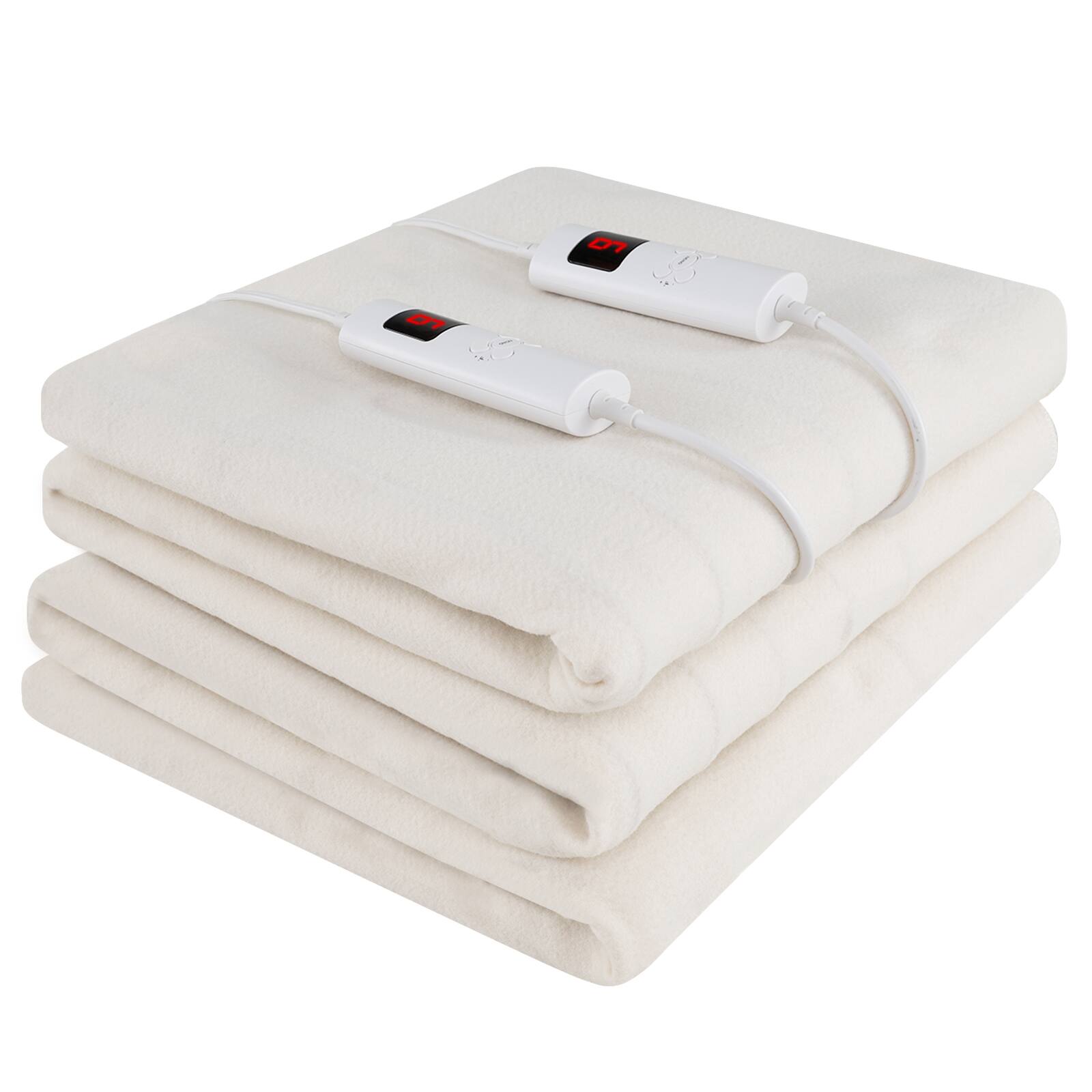 Front. SKONYON - Heated Mattress Pad with Multiple Size Options Dual Controllers and Soft Fabric Design - White.