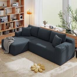 Aukfa - L-Shaped Cloud Sectional Sofa - Deep Seat, No Assembly Required, Modular Sleeper for Living Room & Bedroom - Blue