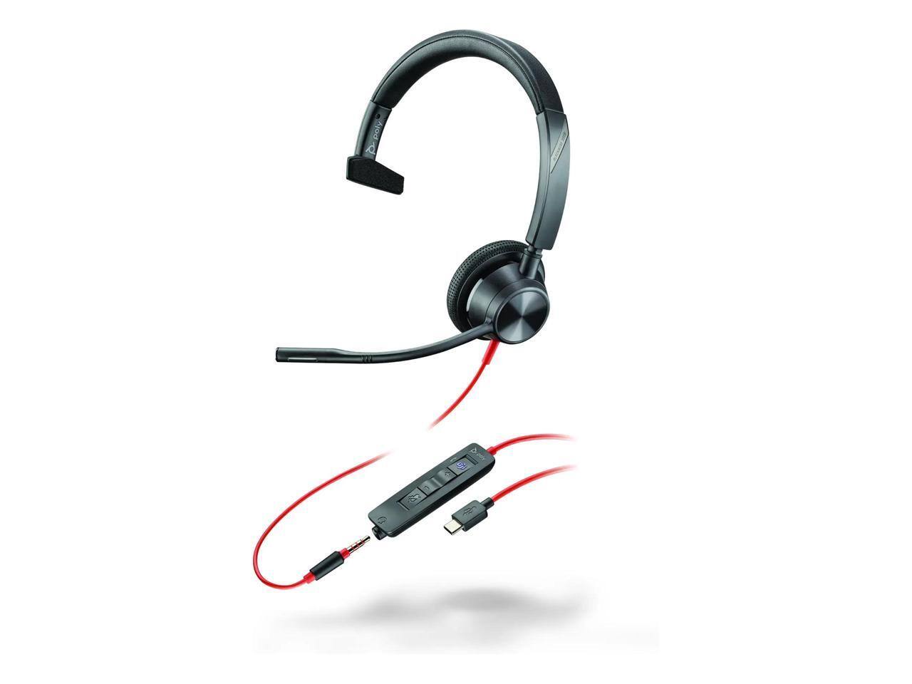 Alt View 6. HP - Poly Blackwire 3315 Headset - USB C, 3.5mm - Teams Certified - Black - Black.