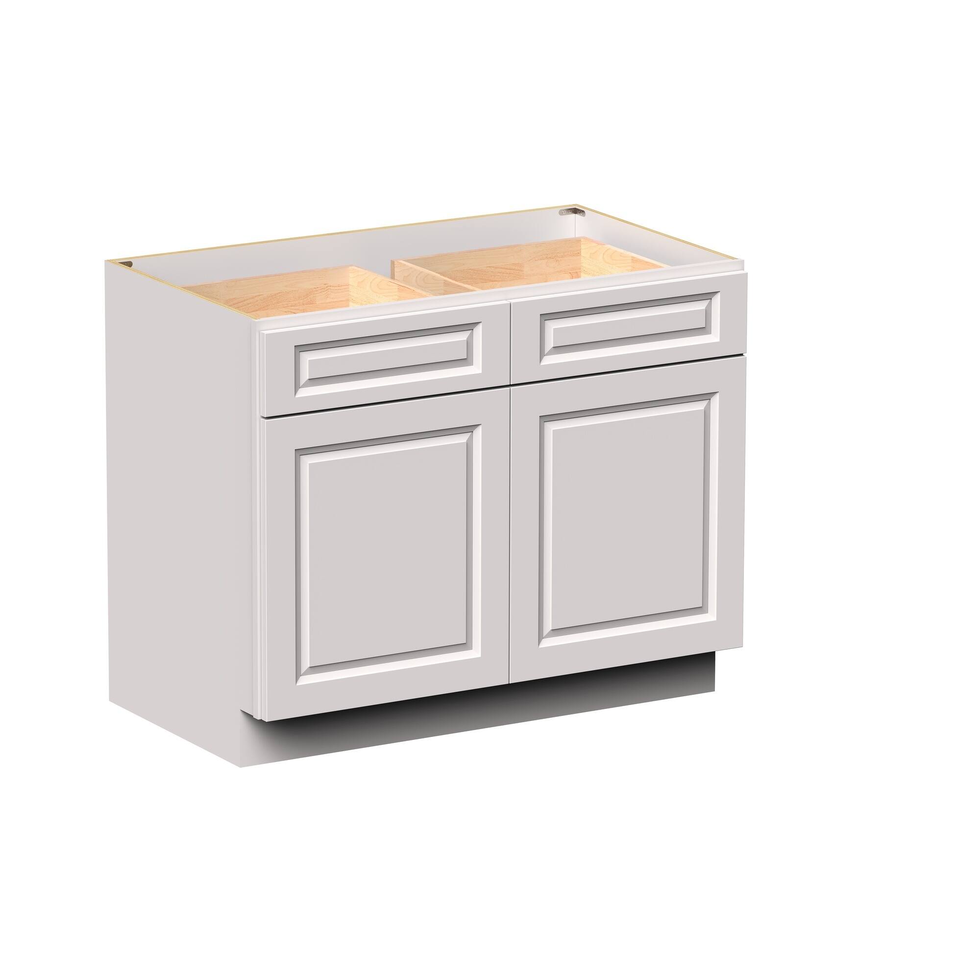 Angle. Boyel Living - 42-in W x 34.5-in H x 24-in D Shaker RTA Kitchen Base Cabinet with Soft-Close - Glacier White.