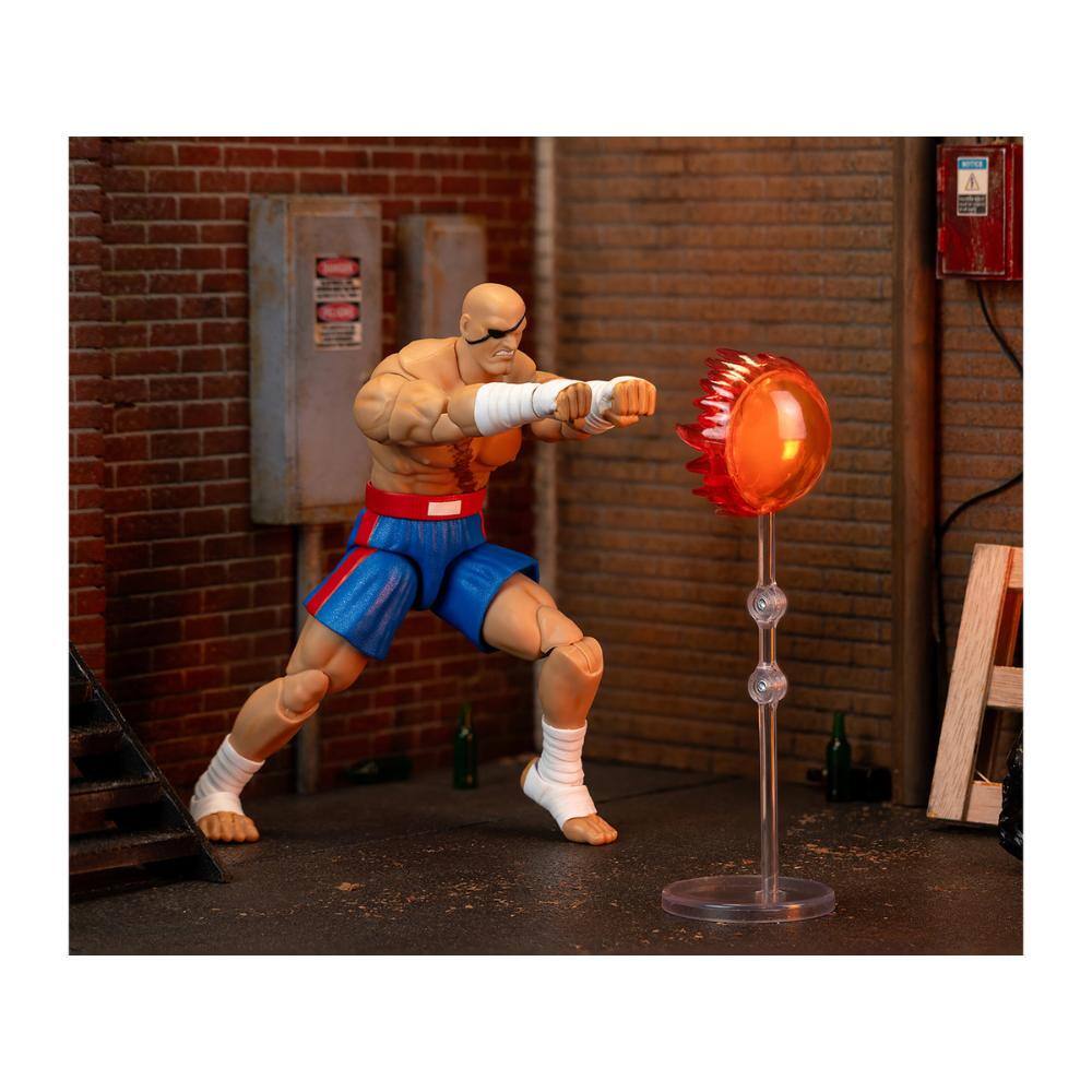 Left. Jada - Sagat 7.5" Action Figure with Accessories, Alternate Head & Hands – Ultra Street Fighter II (2017) - Multicolor.