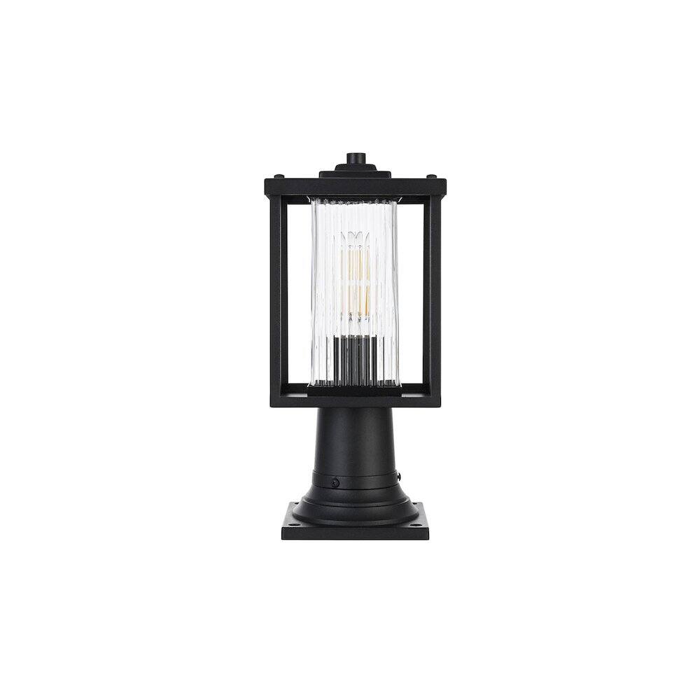Left. Elegant Lighting - Dover 7 inch Outdoor Pendant in Black - Black.