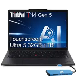 Lenovo - Refurbished Excellent - Upgraded - ThinkPad T14 Gen5 Laptop - 14" FHD+ Touchscreen- Intel Core Ultra 5 - 32GB RAM - 1TB SSD – Fingerprint– Win 11 Pro