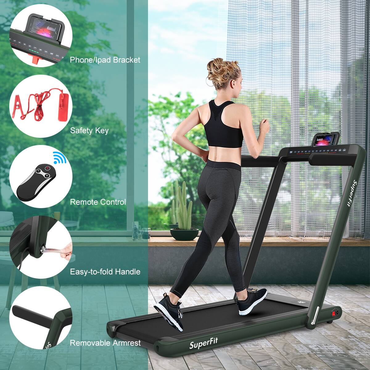 Phone/lpad Bracket  
Safety Key  
Remote Control  
Easy-to-fold Handle  
Removable Armrest  
SuperFit