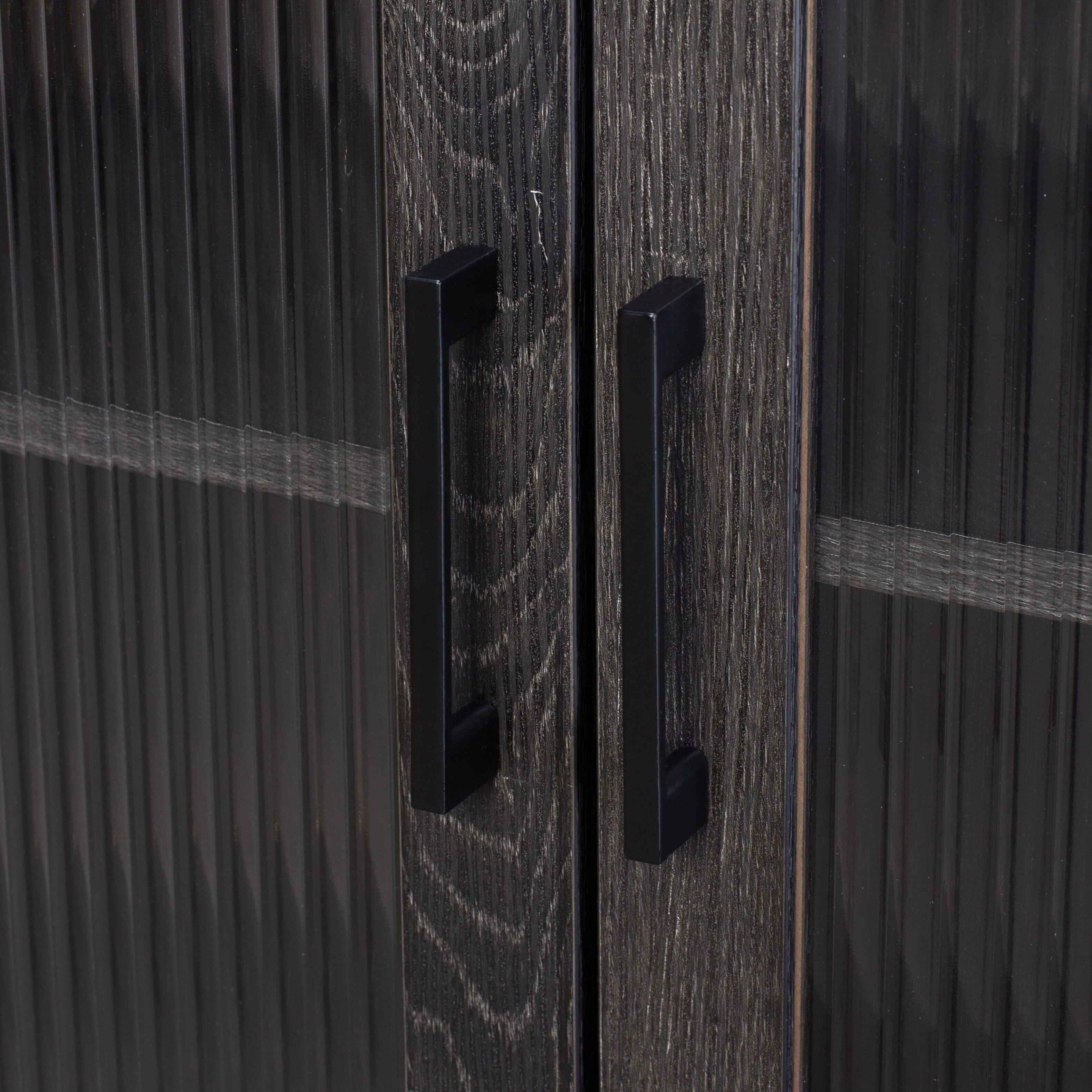 Alt View 6. CorLiving - CorLiving Ethan Engineered Wood Sideboard with 3 Fluted Glass Doors and 4 Internal Shelves - Distressed Dark Grey.