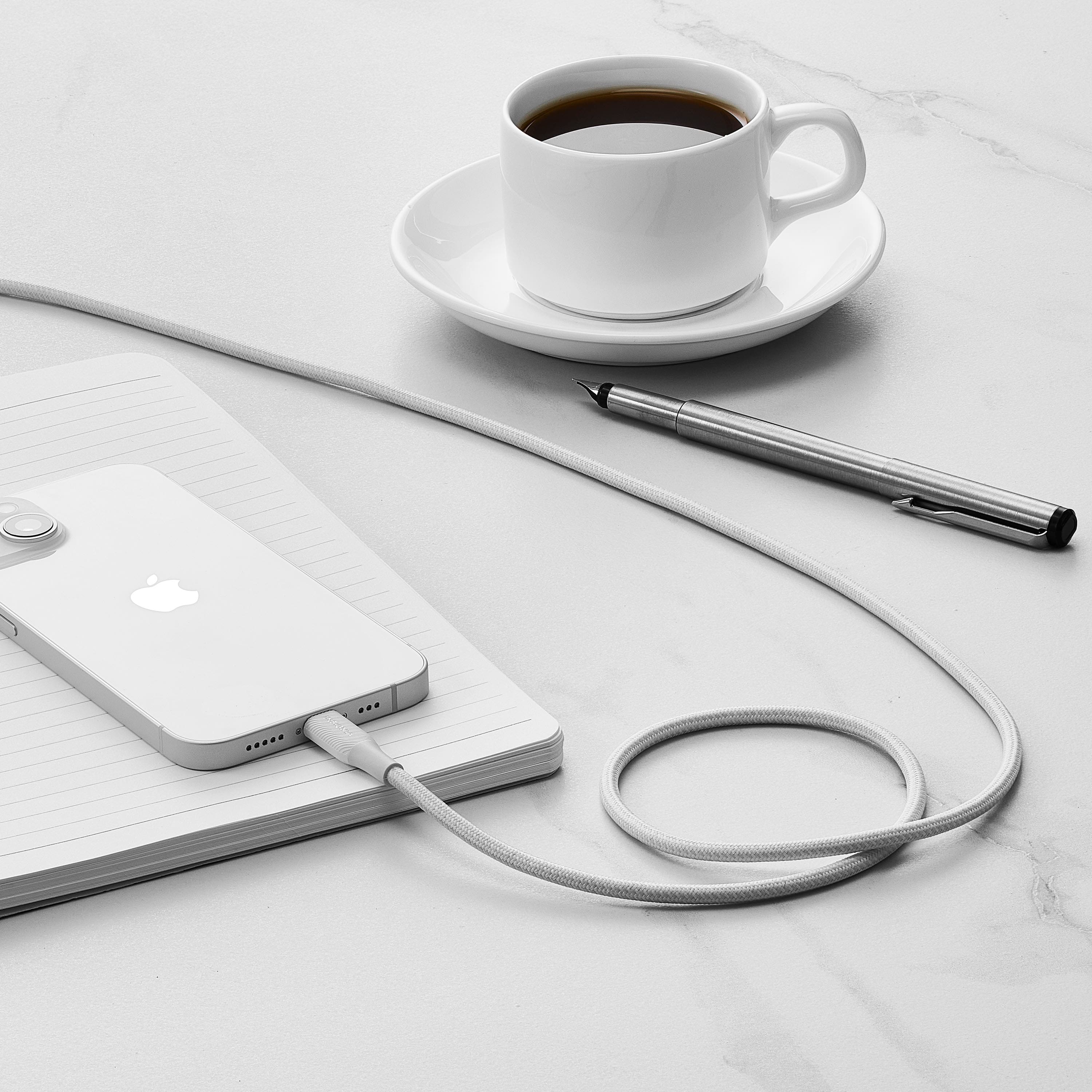 Alt View 13. Insignia™ - 10' Lightning to USB-C Braided Charge-and-Sync Cable (2 Pack) - Moon Gray.