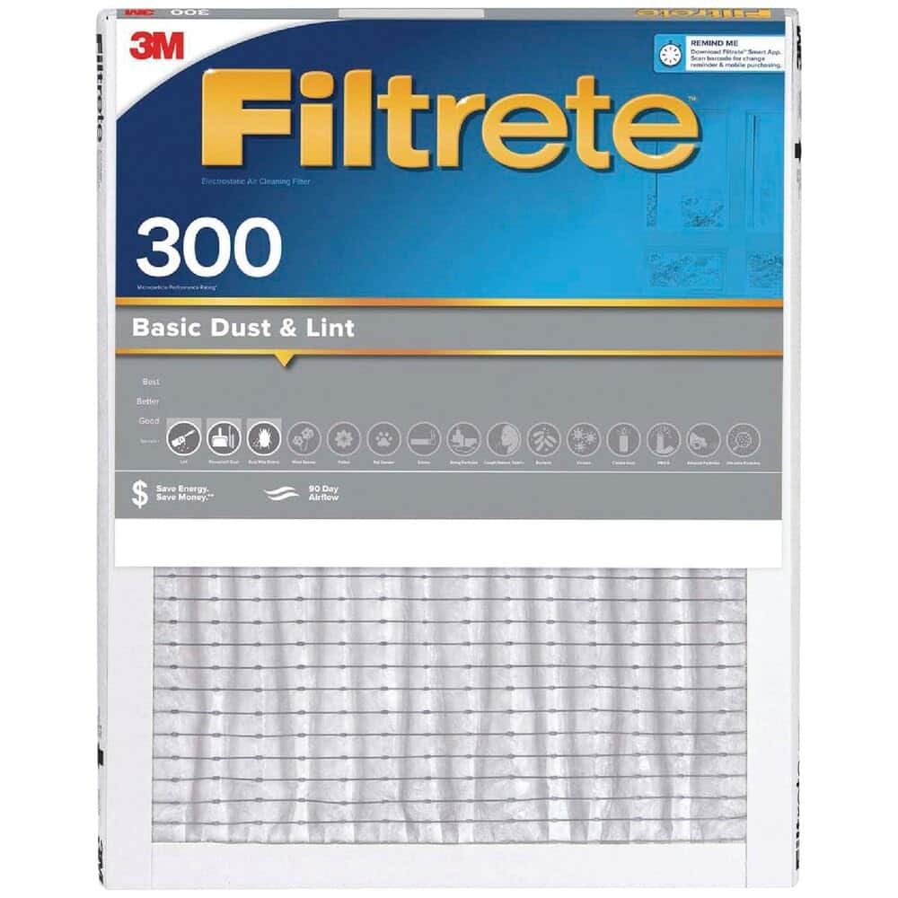 Amber Sporting Goods - Filtrete 20 In. x 20 In. x 1 In. 300 MPR Basic Dust & Lint Furnace Filter, MERV 5 Pack of 4